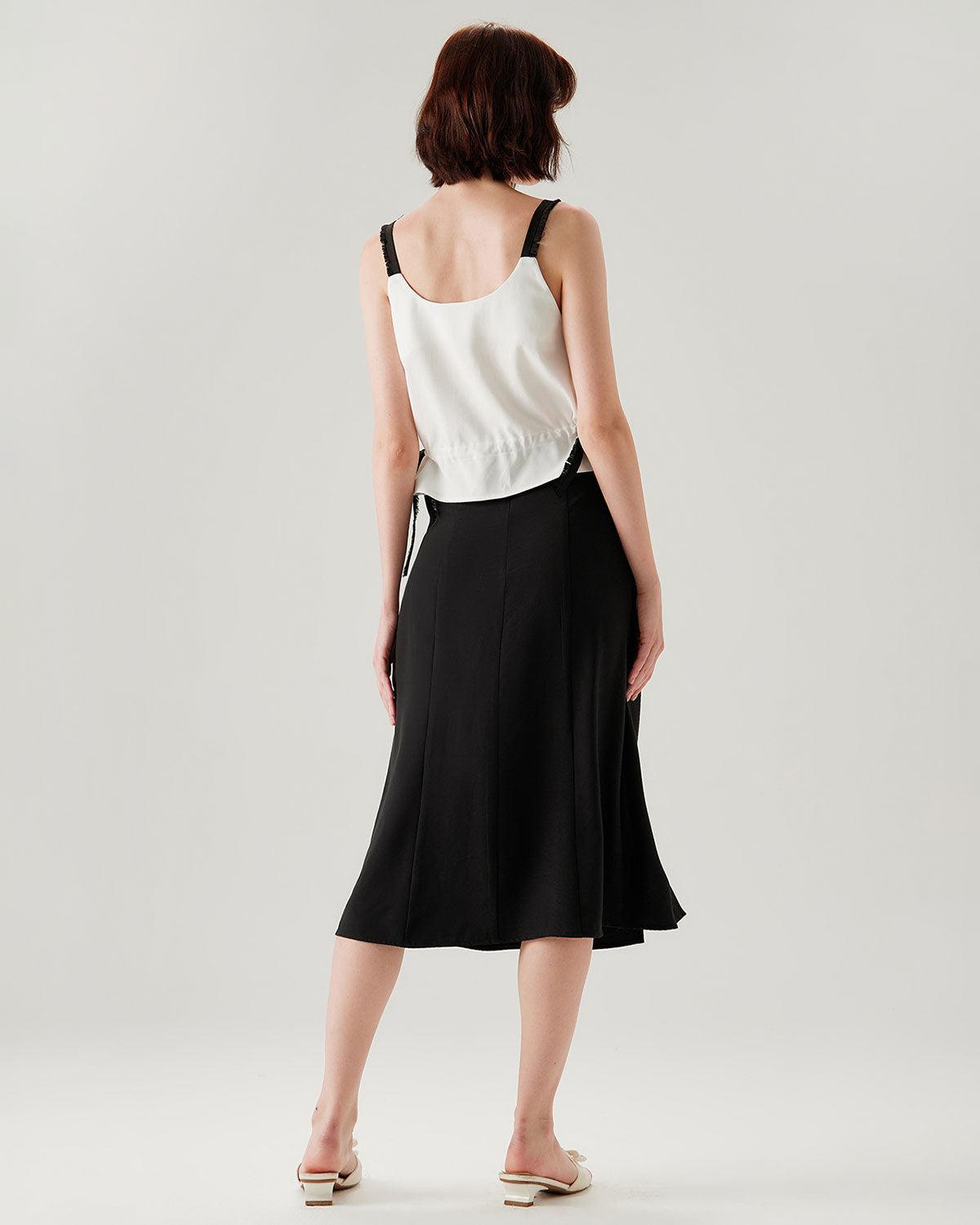 Black A-Line Slit Midi Skirt Product Image