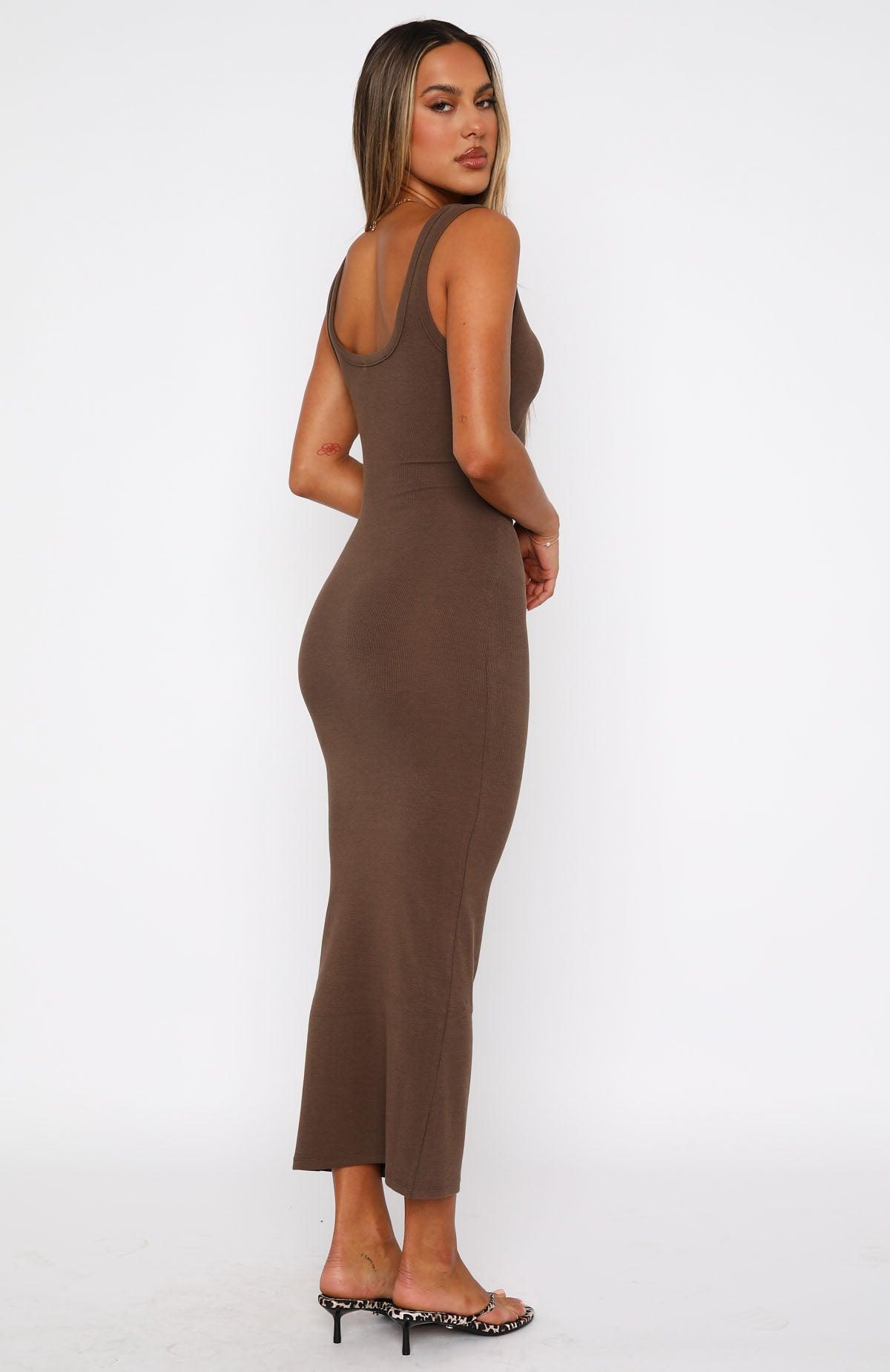 Told You So Ribbed Midi Dress Espresso Product Image