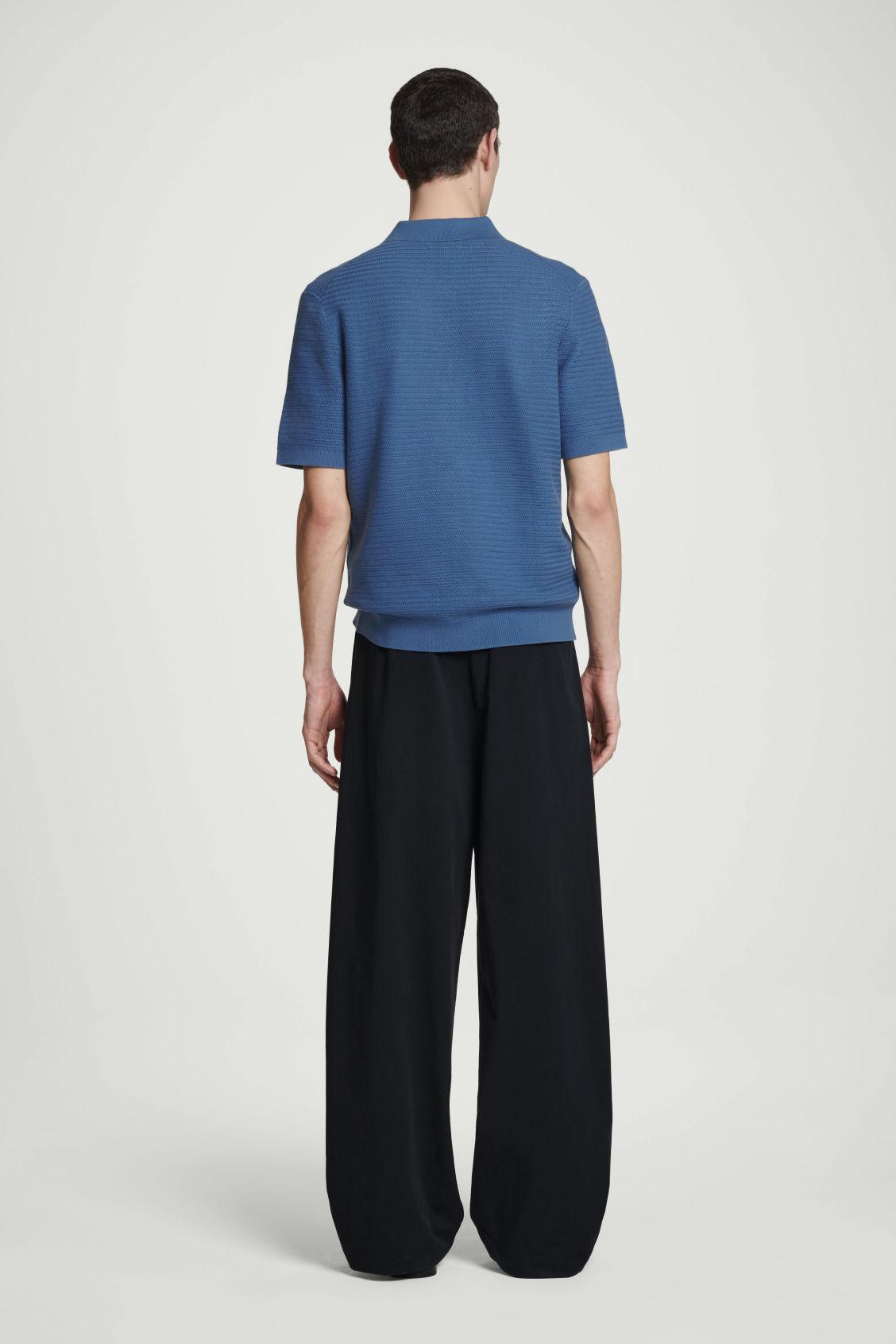 TEXTURED KNITTED COTTON POLO SHIRT Product Image