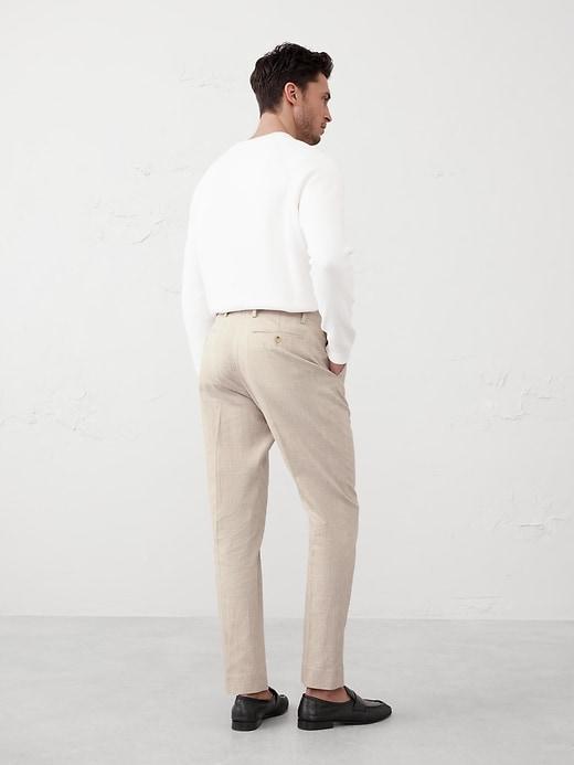 Tailored-Fit Linen-Blend Stone Glen Plaid Suit Trouser Product Image
