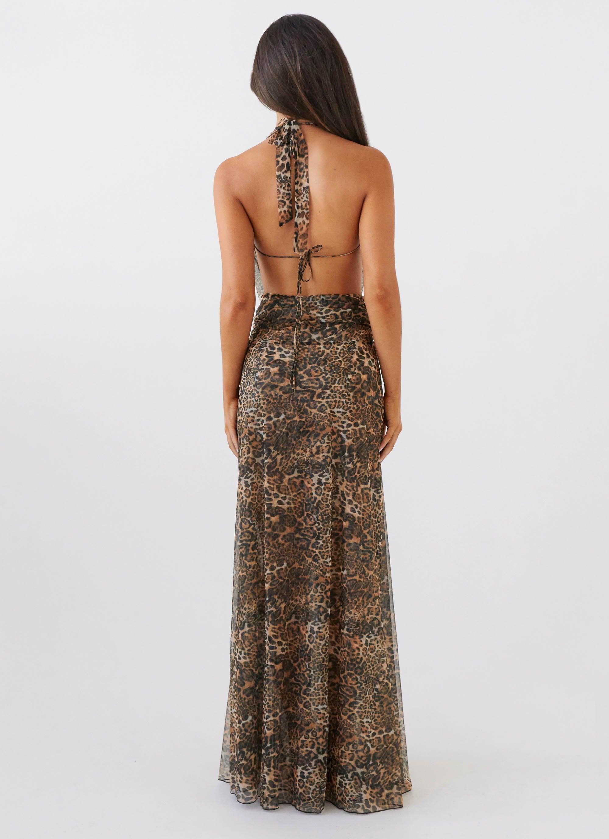 Elysia Mesh Maxi Dress - Leopard Product Image