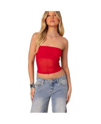 Edikted Womens Celestia Sheer Mesh Tube Top Product Image