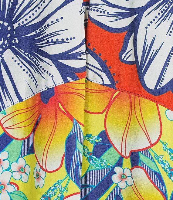 John Mark Embroidered Yarn-Dye Stripe Wire Collar Long Roll-Tab Sleeve Button Front Shirt Product Image