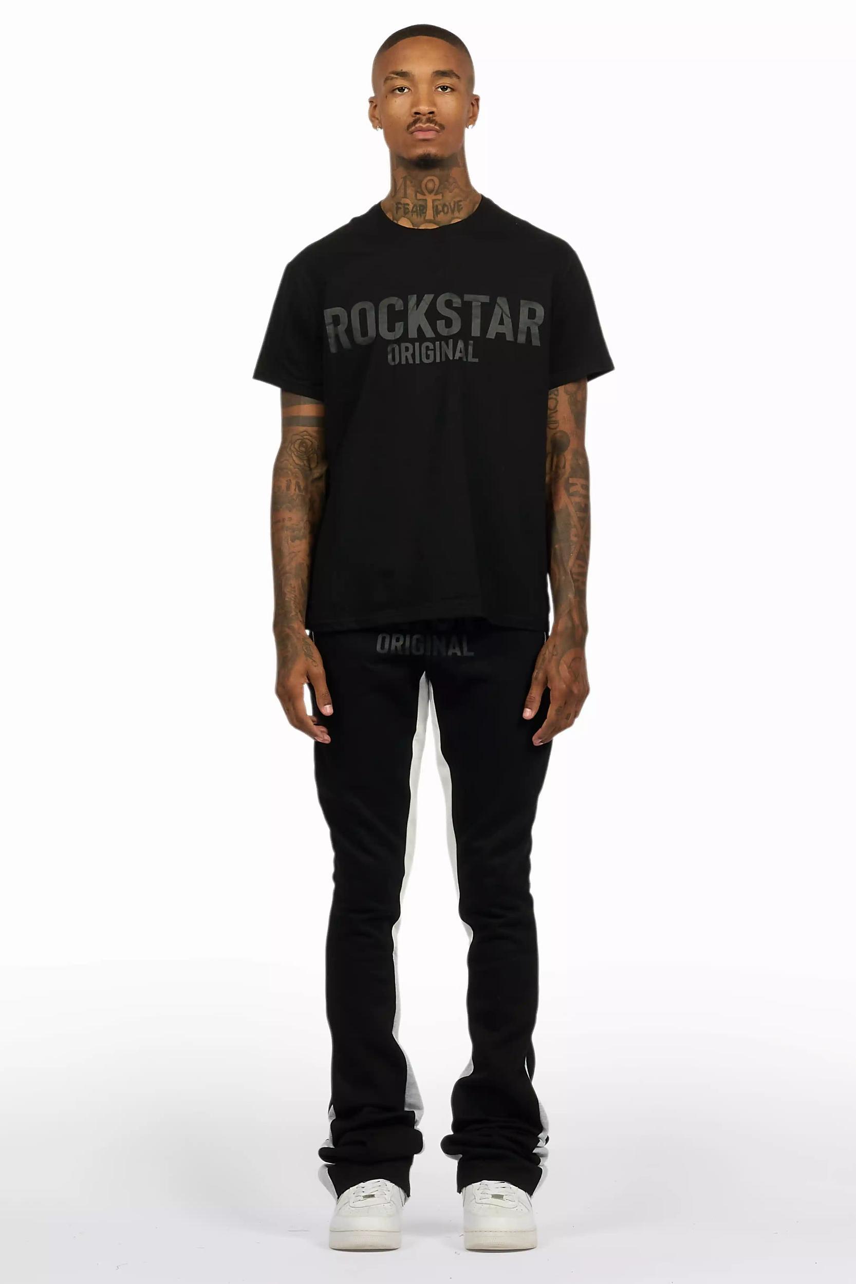 Sana Black T-Shirt/Stacked Track Pant Set Male Product Image