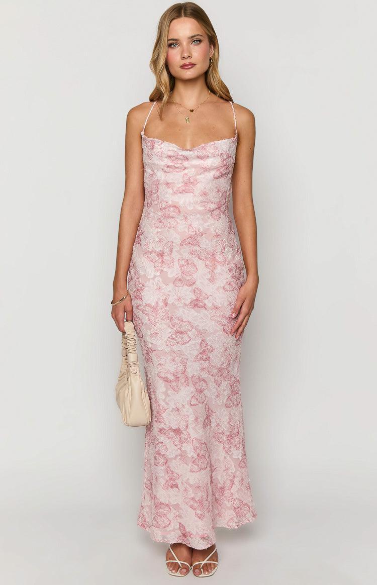 Valentina Pink Butterfly Maxi Dress Product Image