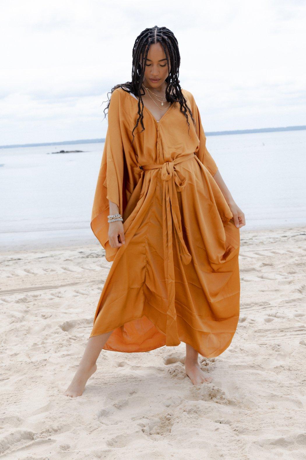 Satin Kaftan Tie-Front Maxi Product Image