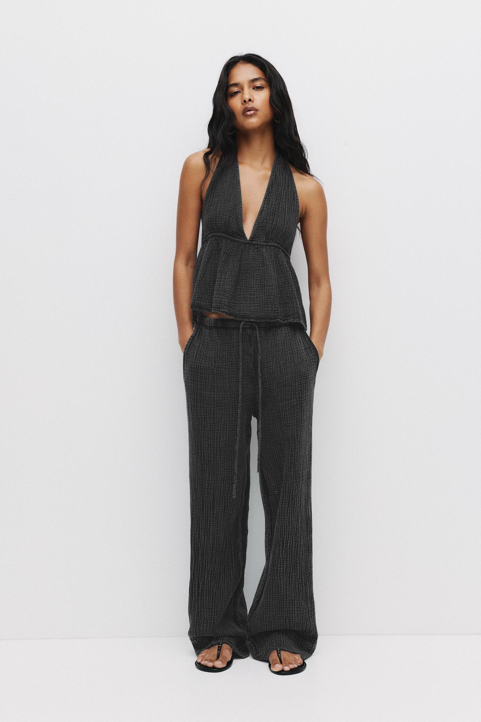 Textured rustic halter top Product Image