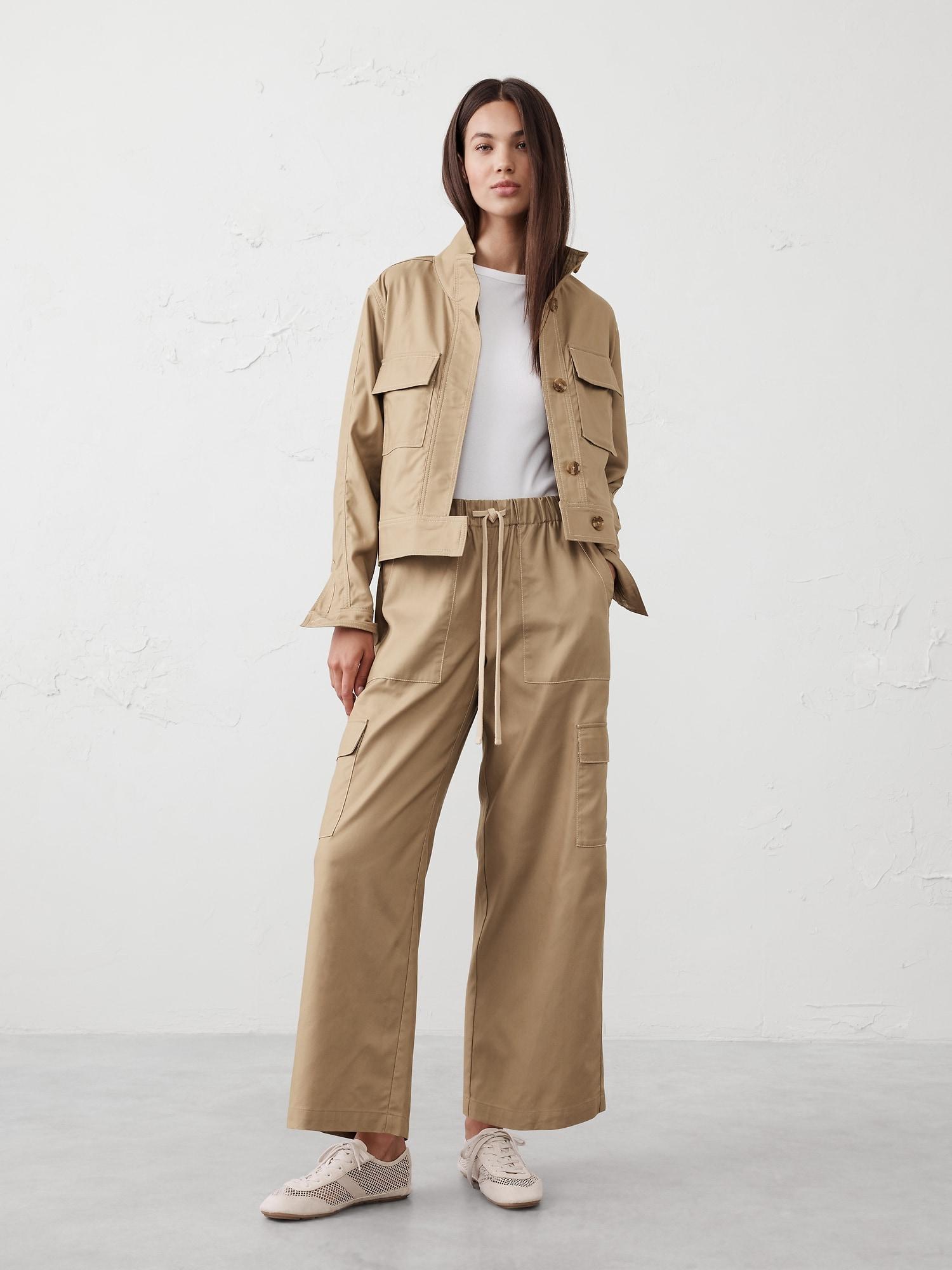 Wide-Leg High-Rise Cargo Pull-On Pant Product Image