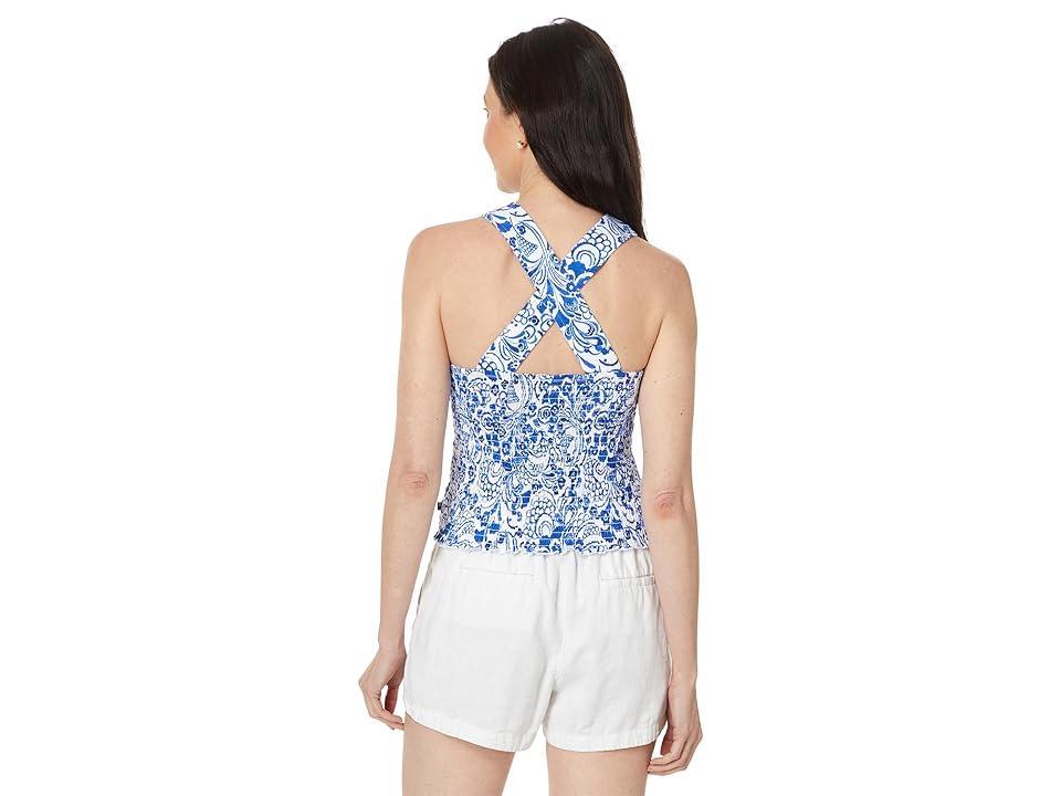 Tommy Hilfiger Sleeveless Floral Smocked Top (Provence Multi) Women's Clothing Product Image