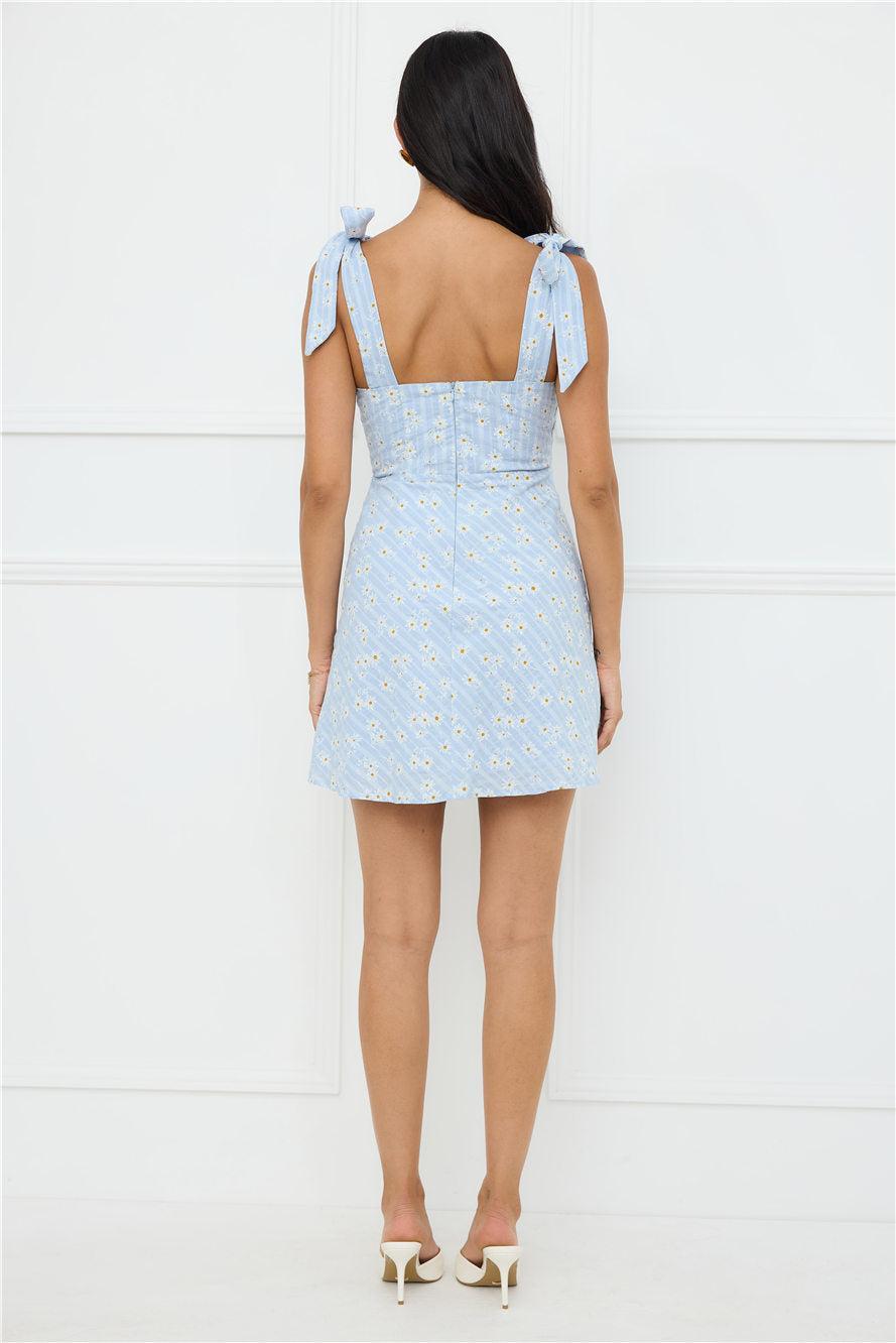 Painted Daisy Mini Dress Blue Product Image