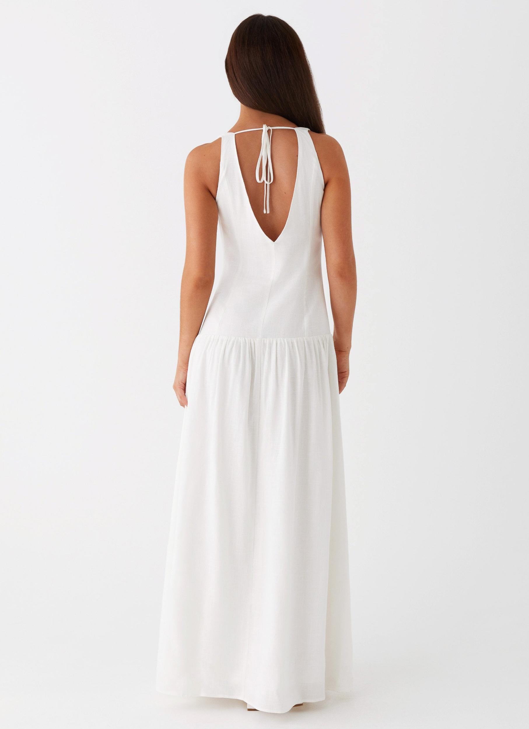 Cerisa Linen Maxi Dress - White Product Image