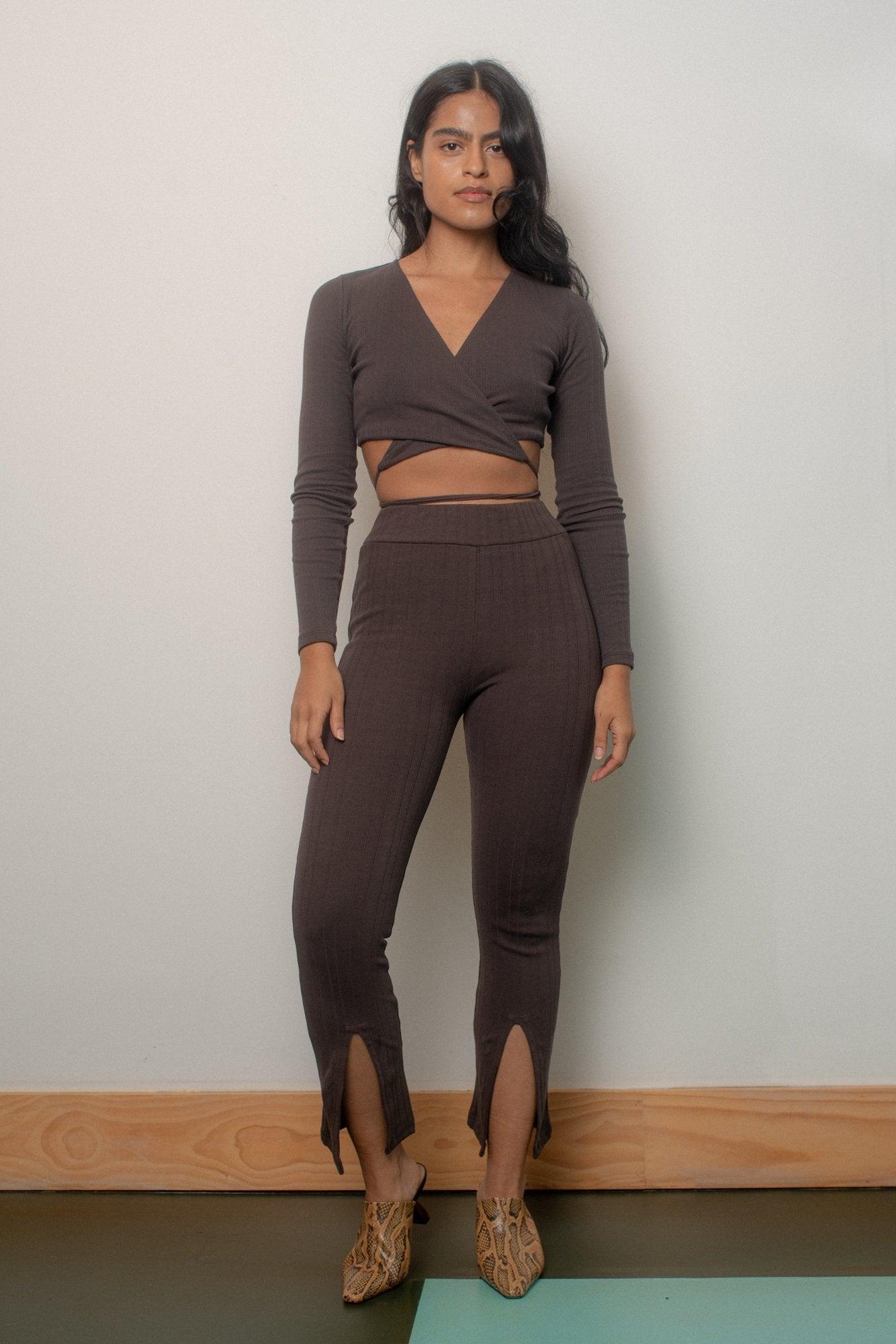 Slit Legging - Chocolate Mousse Product Image