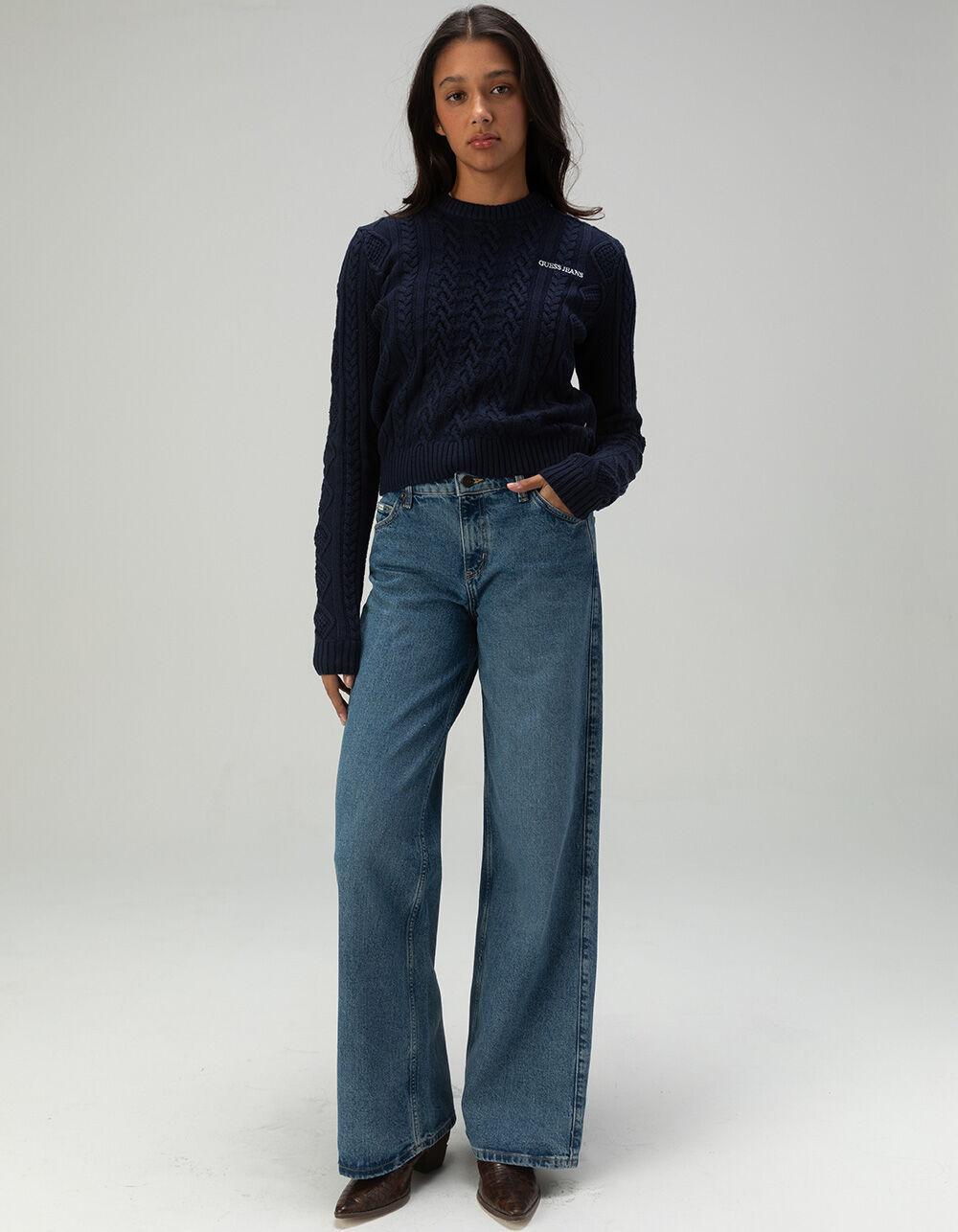 GUESS JEANS Cable Knit Womens Sweater - NAVY Product Image
