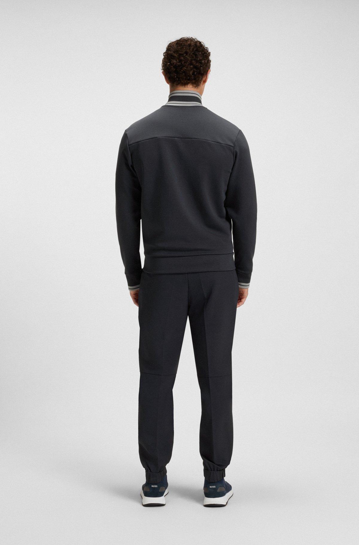 Zip-up sweatshirt with striped trims Product Image