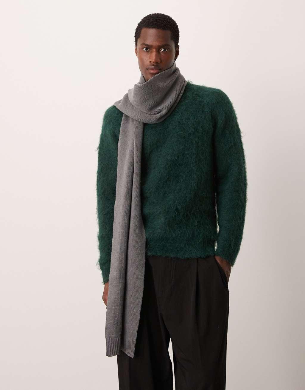 ASOS DESIGN knitted scarf in gray Product Image