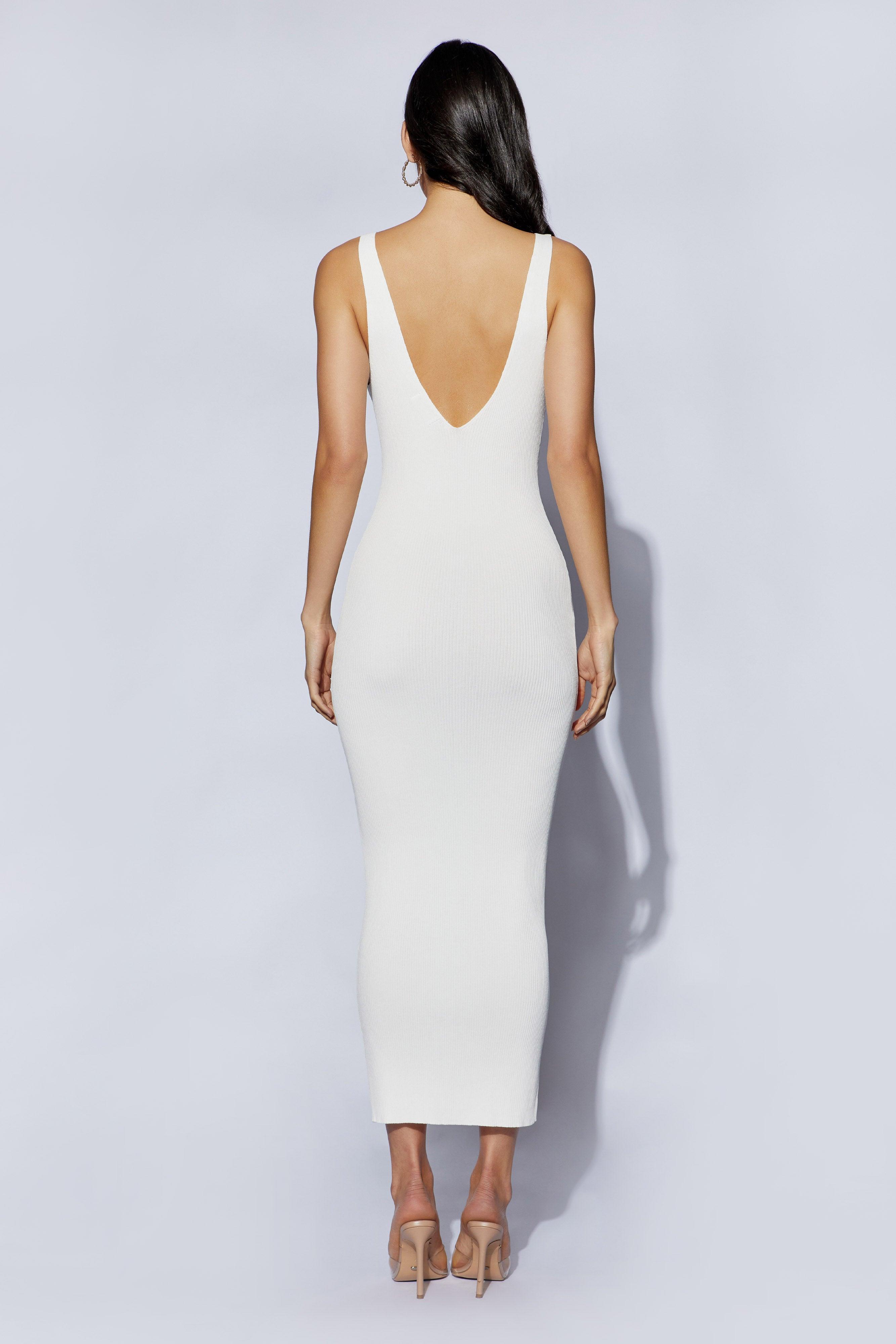 Jodie V Neck Midi Dress - Off White Product Image