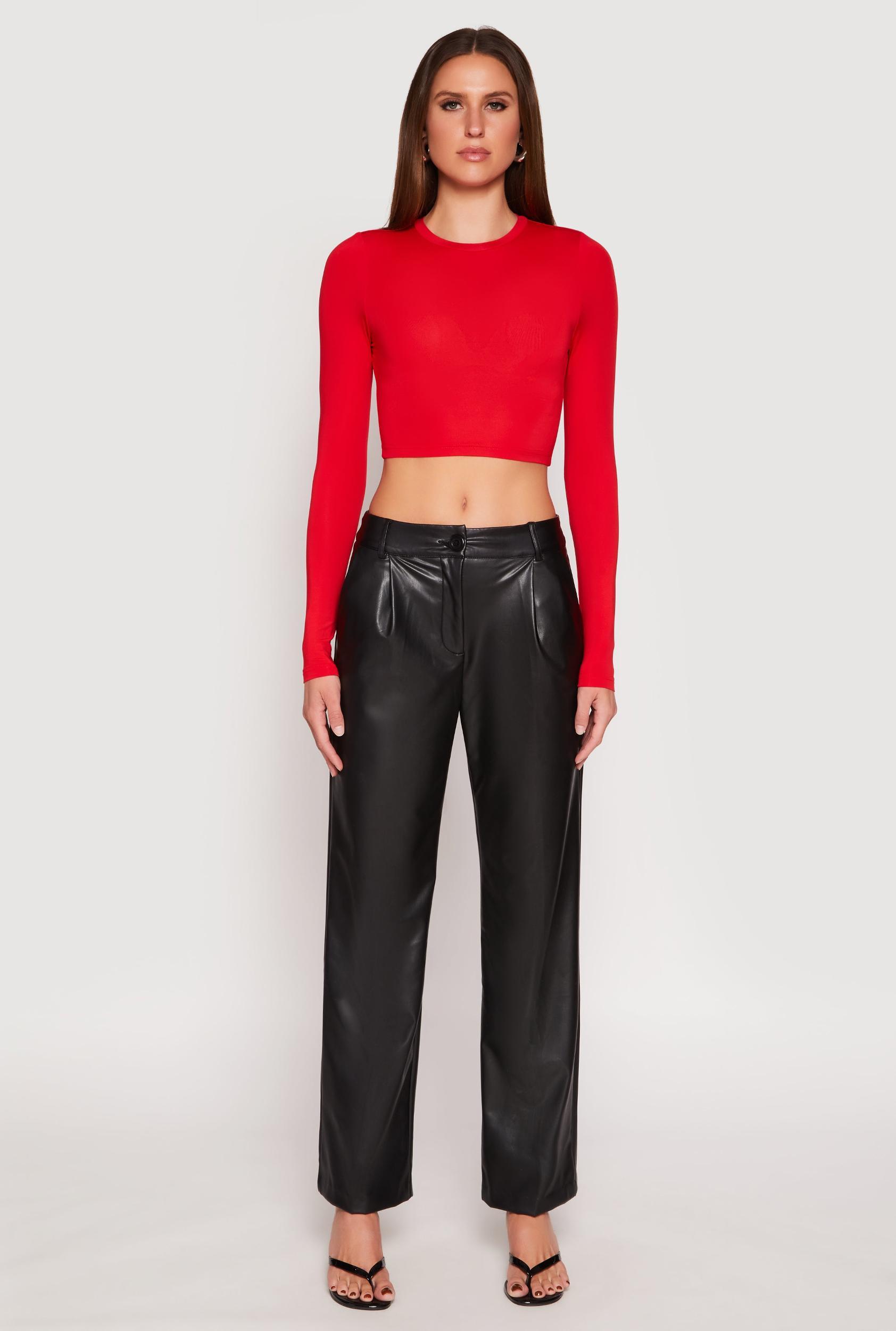 Womens Daisy Long Sleeve High Neck Crop Top Product Image