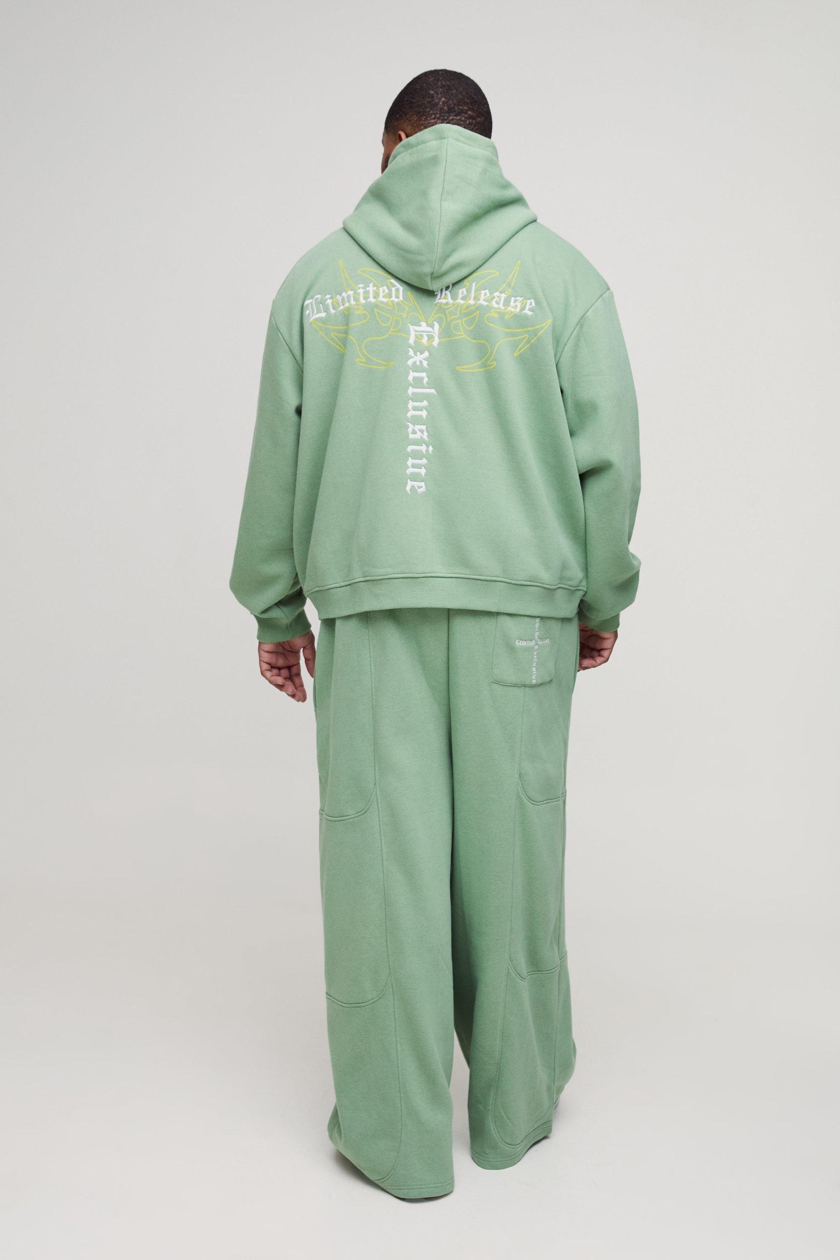 Plus Oversized Boxy Seam Detail Limited Hooded Wide Fit Tracksuit | boohooMAN USA Product Image