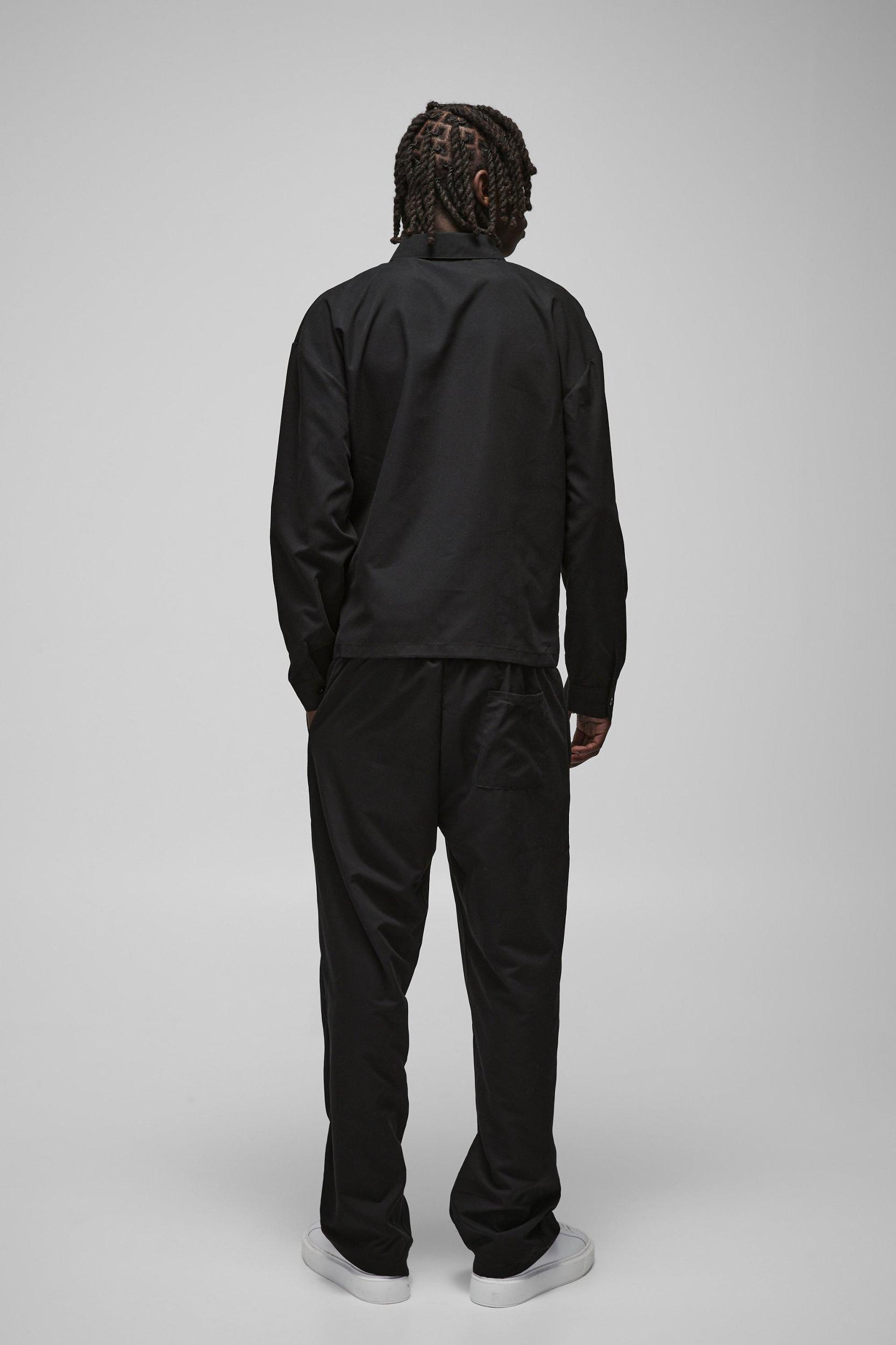 Straight Leg Elasticated Waist Nylon Pants | boohooMAN USA Product Image