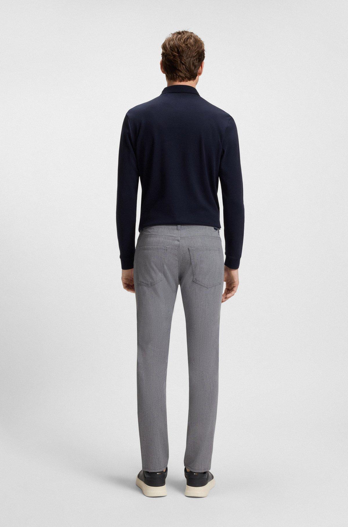 BOSS - Delaware slim-fit trousers in wrinkle-resistant dobby - Dark Blue Product Image