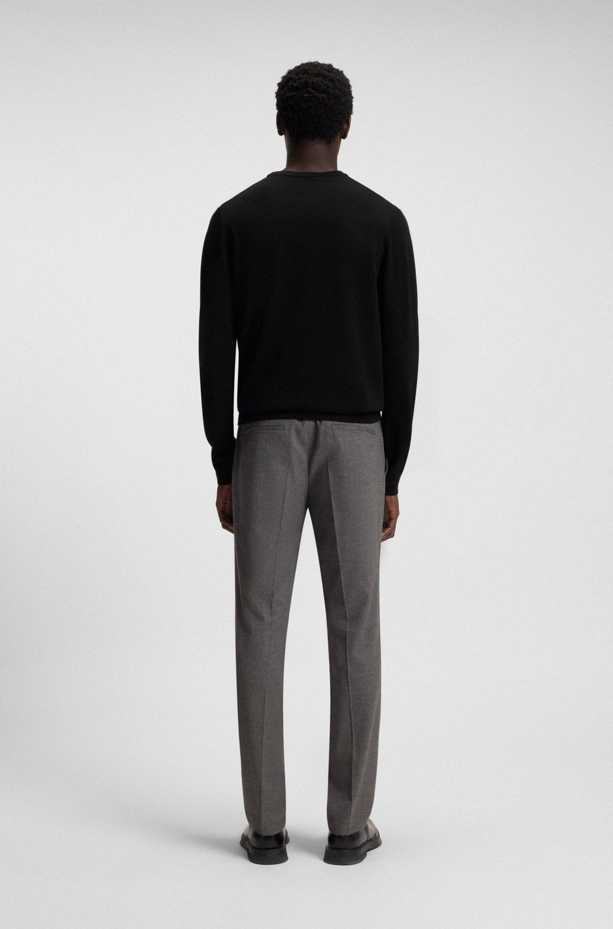 Slim-fit pants in melange stretch cotton Product Image