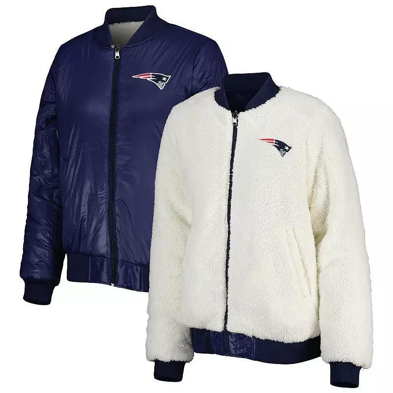 Women's G-III 4Her by Carl Banks Oatmeal/Navy New England Patriots Switchback Reversible Full-Zip Jacket, Size: Large, Team Product Image