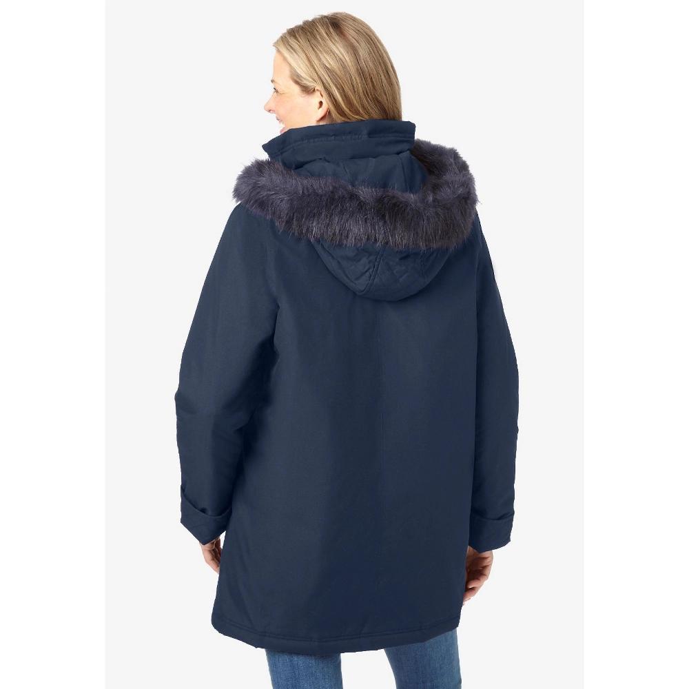 Jessica London Women's Plus Size Snap-Front Quilted Coat - 16 W, Deep Dusk Product Image