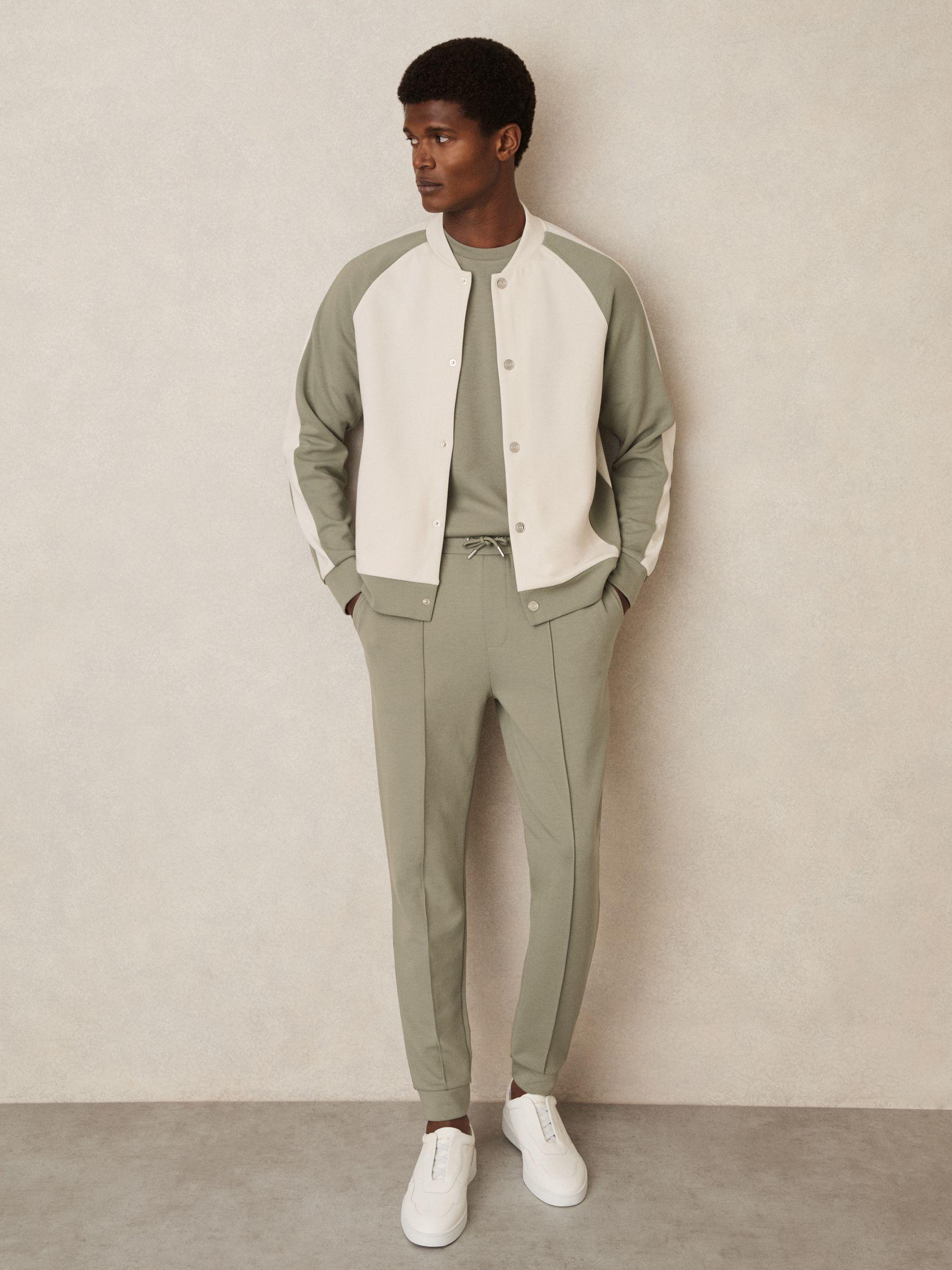 Interlock Colour-Block Bomber Jacket in Off White/Sage Product Image