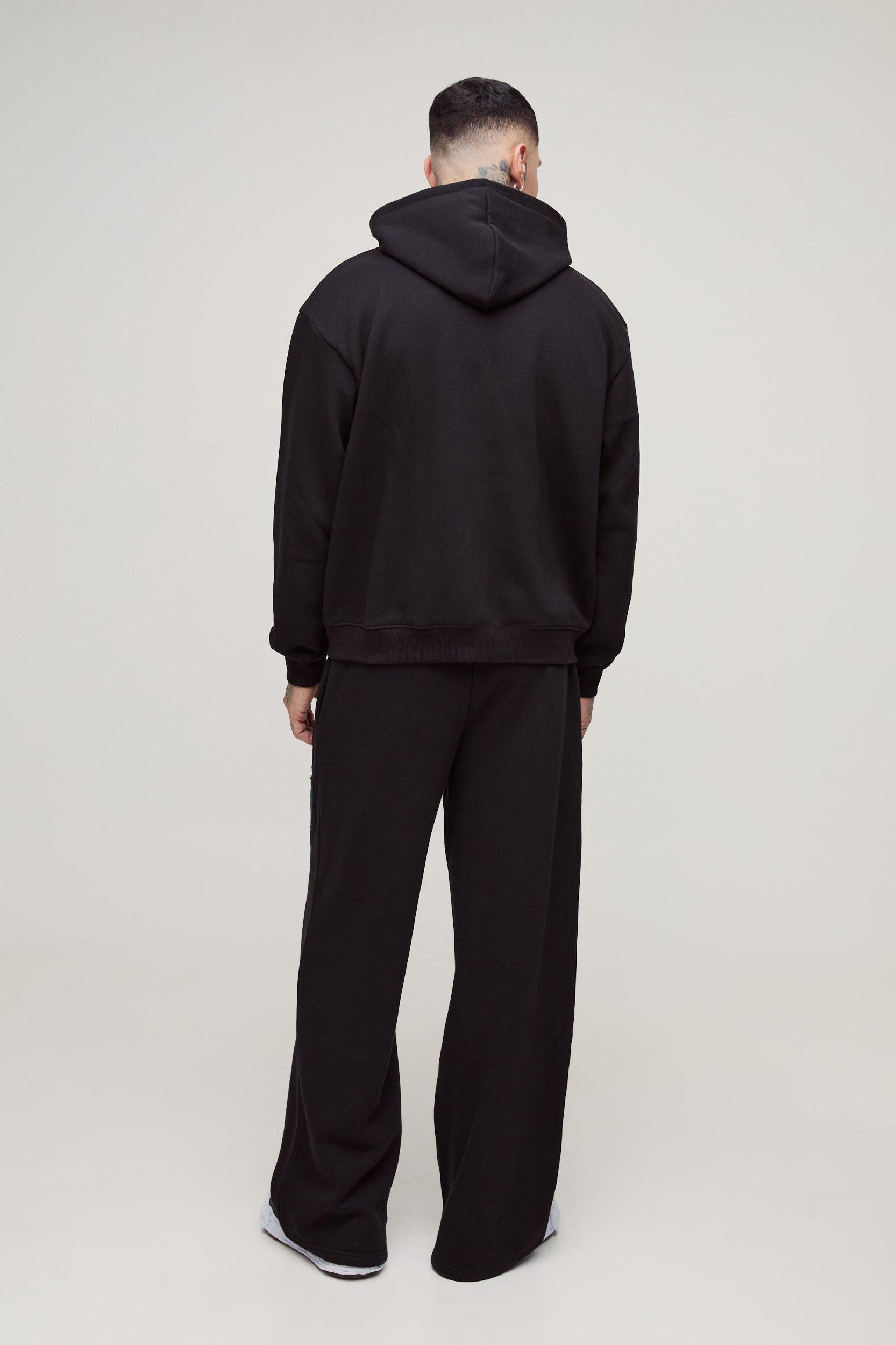 Tall Oversized Boxy Zip Thru Rhinestone Applique Hooded Tracksuit | boohooMAN USA Product Image