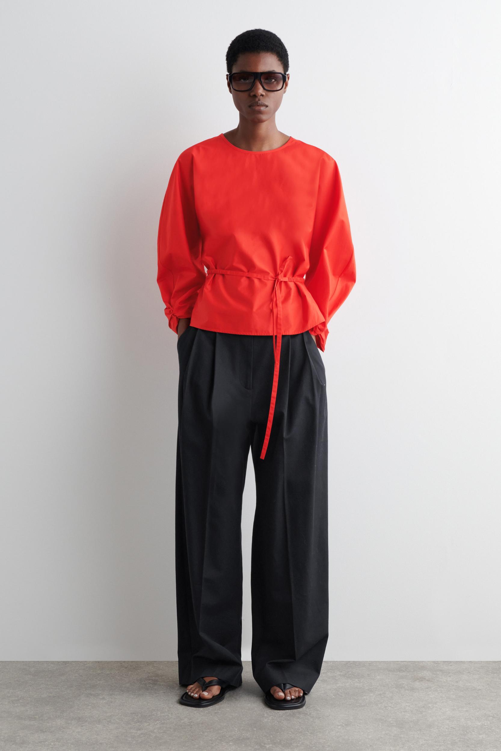 DRAWSTRING PEPLUM BLOUSE Product Image