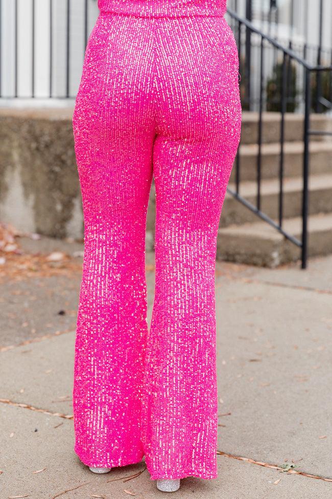 Holiday Fun Pink Sequin Flared Pants FINAL SALE Product Image