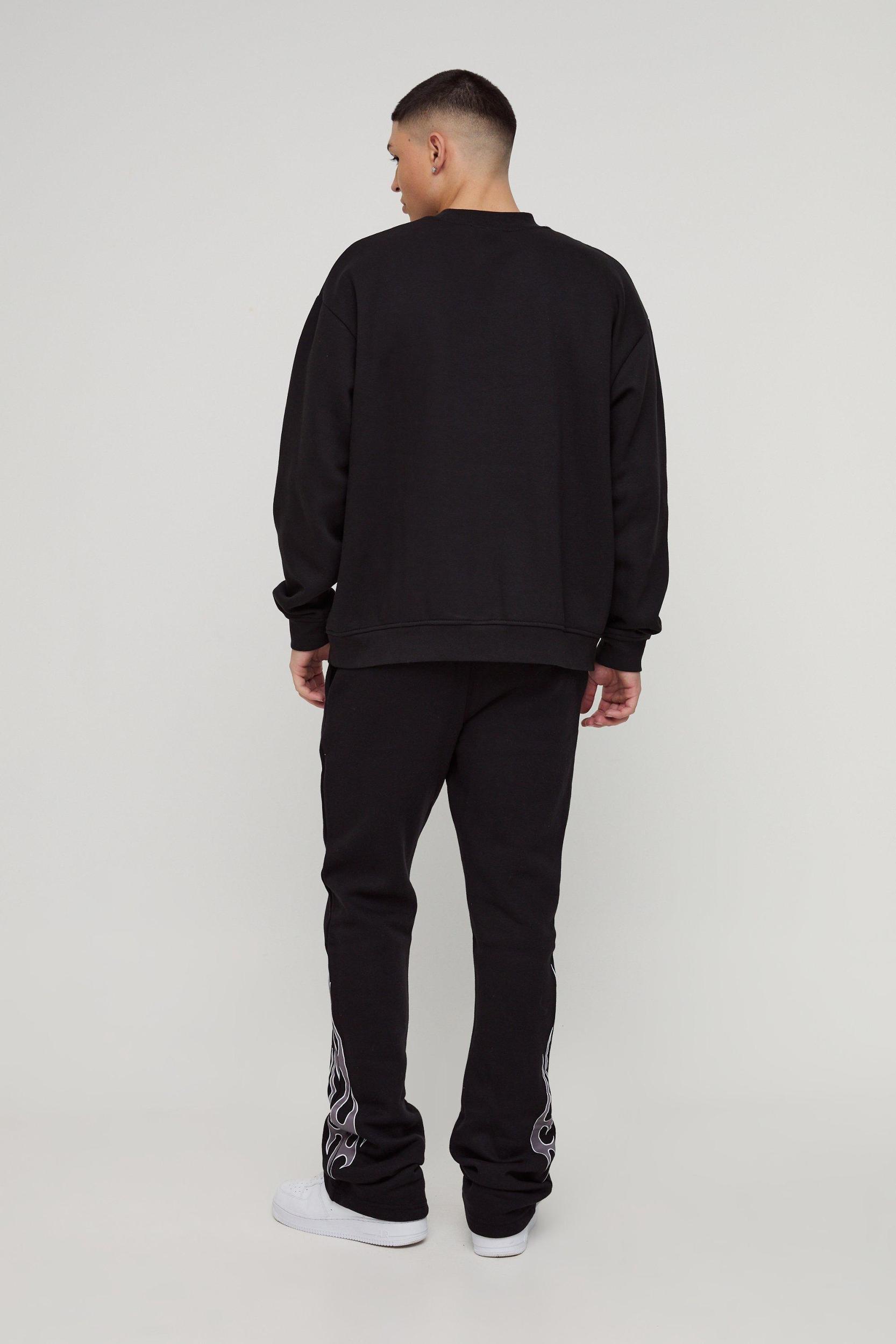 Slim Flared Stack Flame Sweatpants | boohooMAN USA Product Image