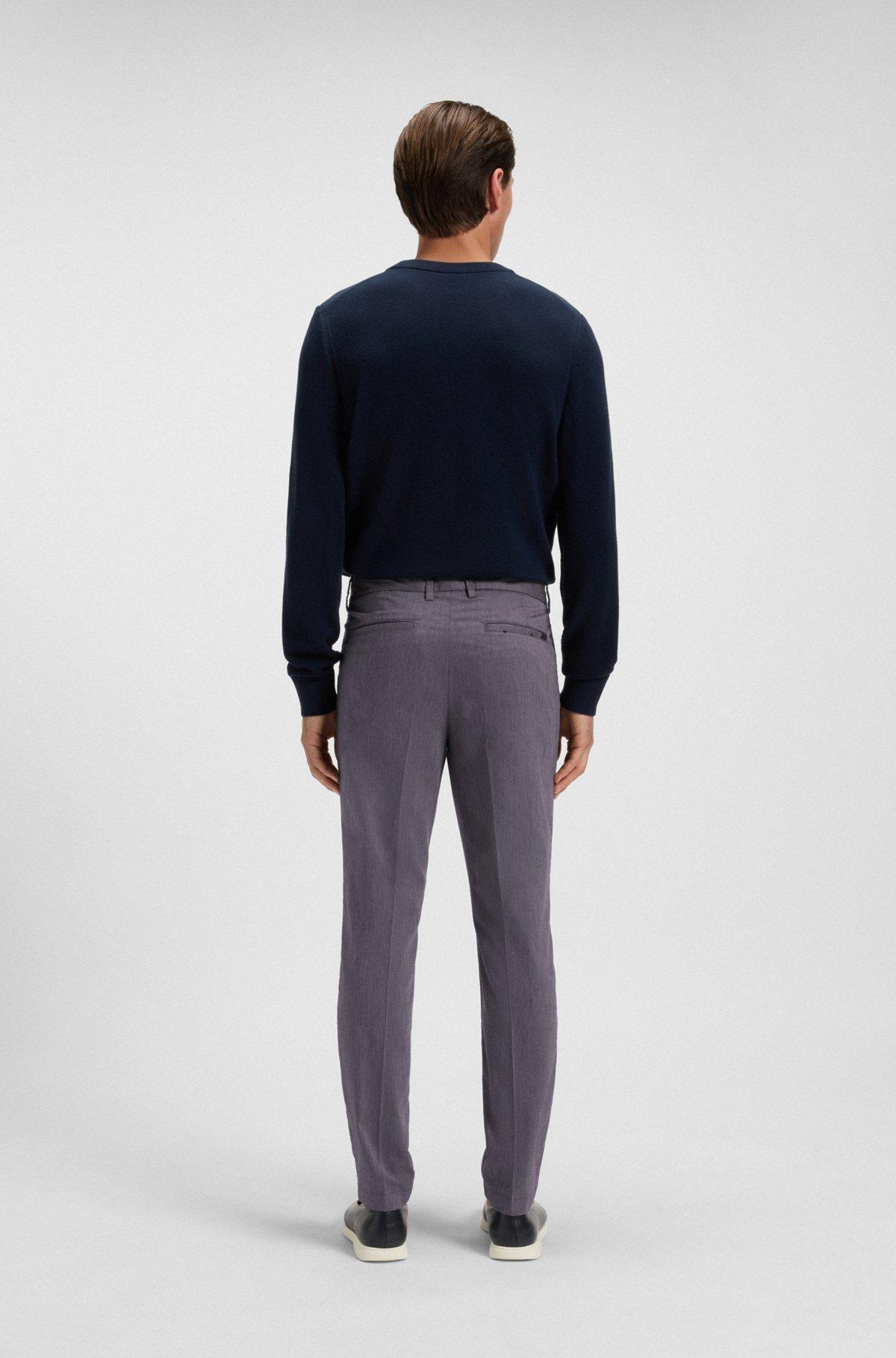 BOSS - Slim-fit trousers in easy-iron poplin - Dark Blue Product Image