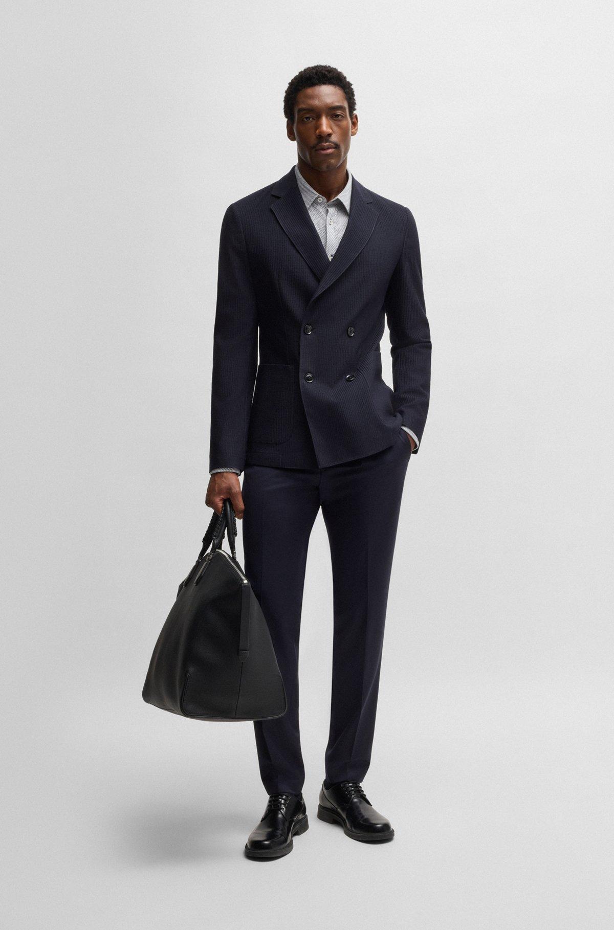 Slim-fit blazer in patterned wool Product Image