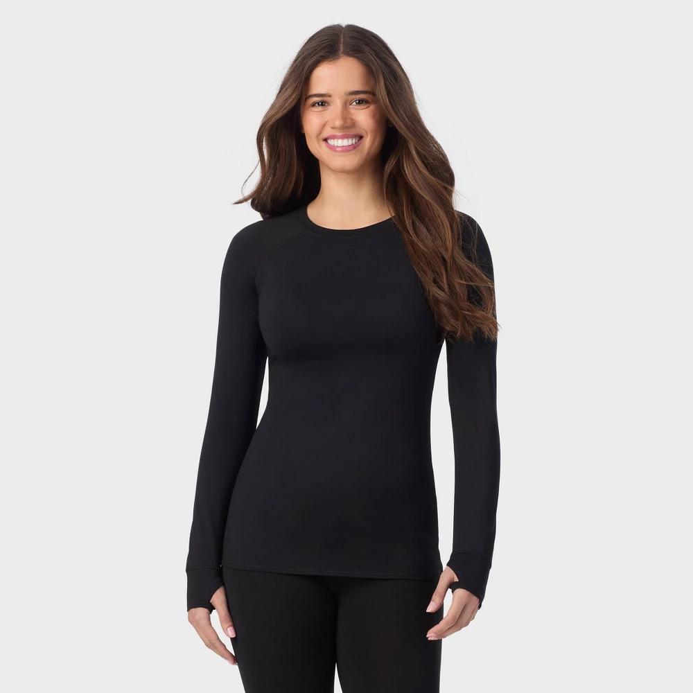 Warm Essentials by Cuddl Duds Women's Active Thermal Crewneck Top - Black S Product Image