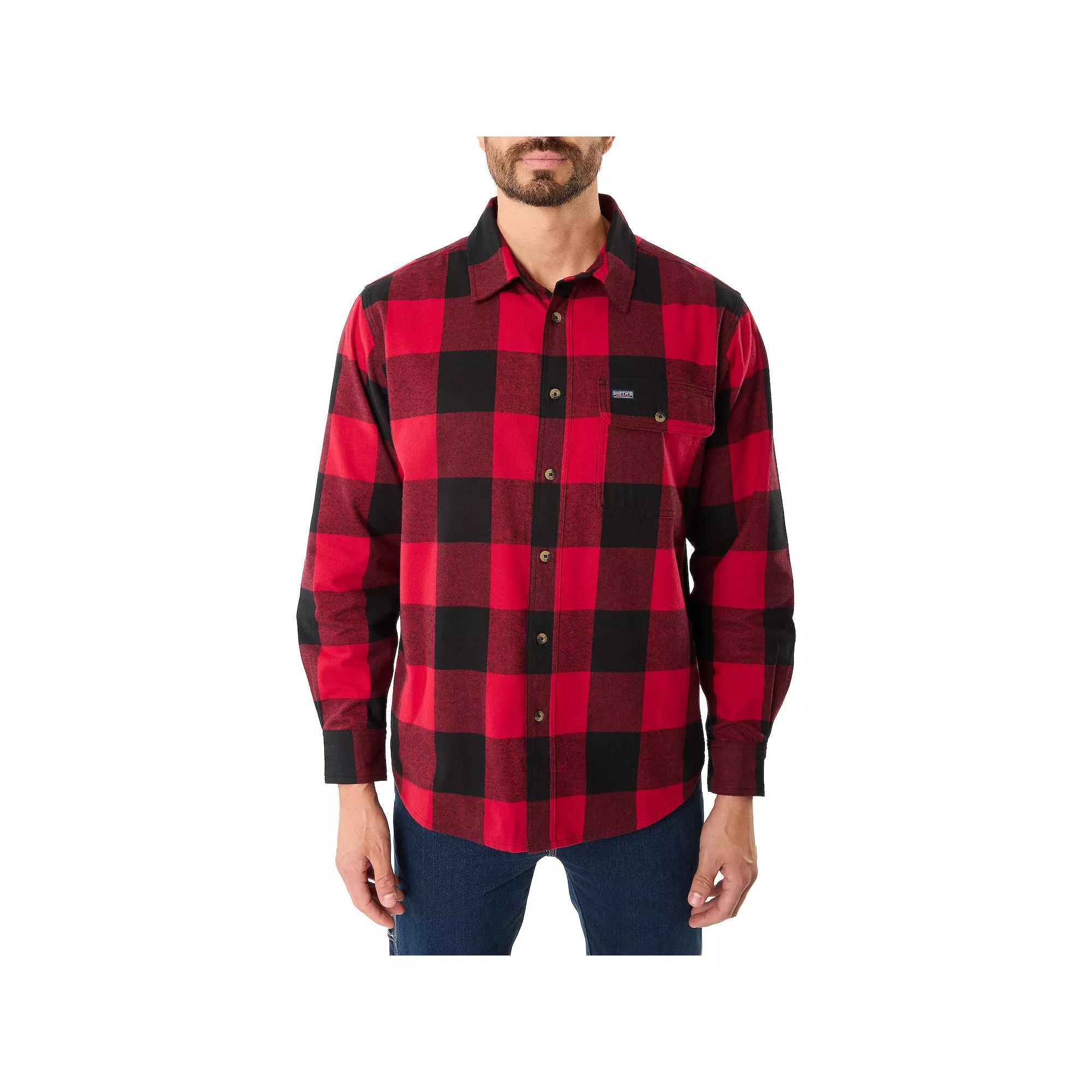 Big & Tall Smith's Workwear Flannel Button Down Shirt, Men's, Size: 3XB, Red Black Product Image
