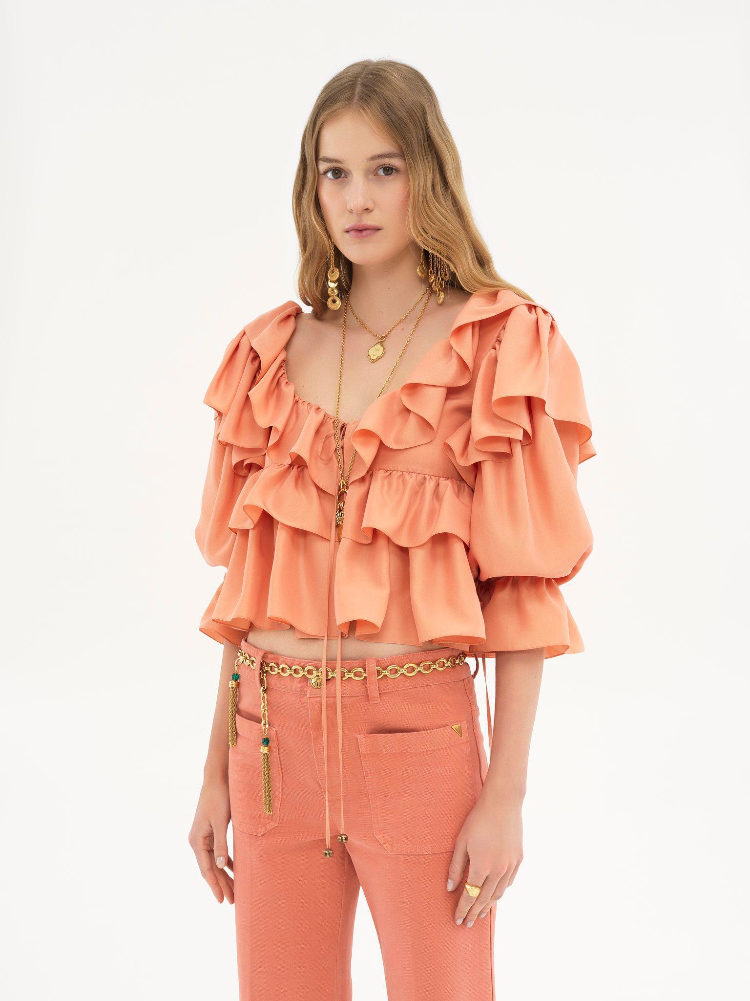 Cropped bootcut pants in cotton velvet Product Image