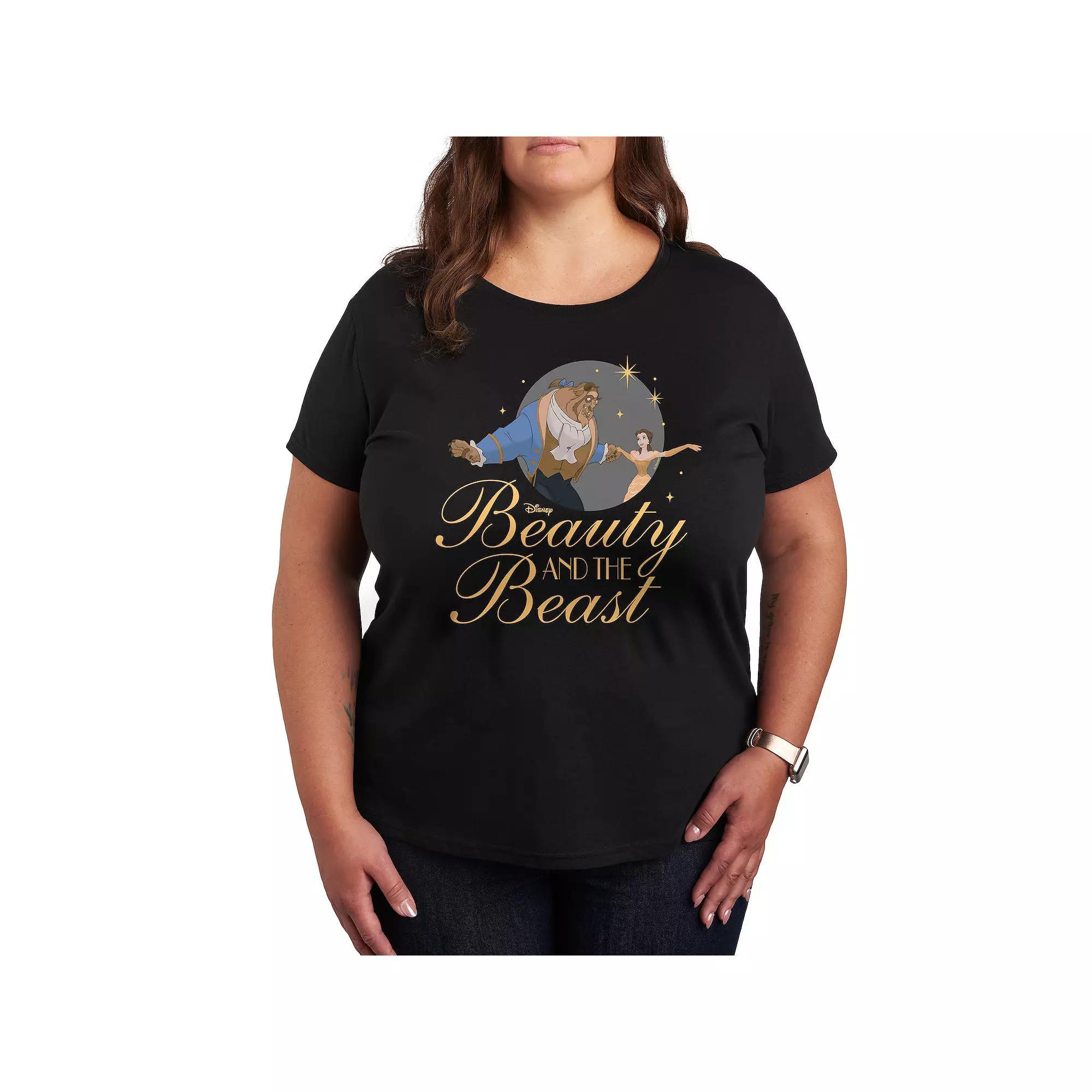 Disney Princess Plus Beauty And Beast Graphic Tee, Women's, Size: 3XL, Black Product Image