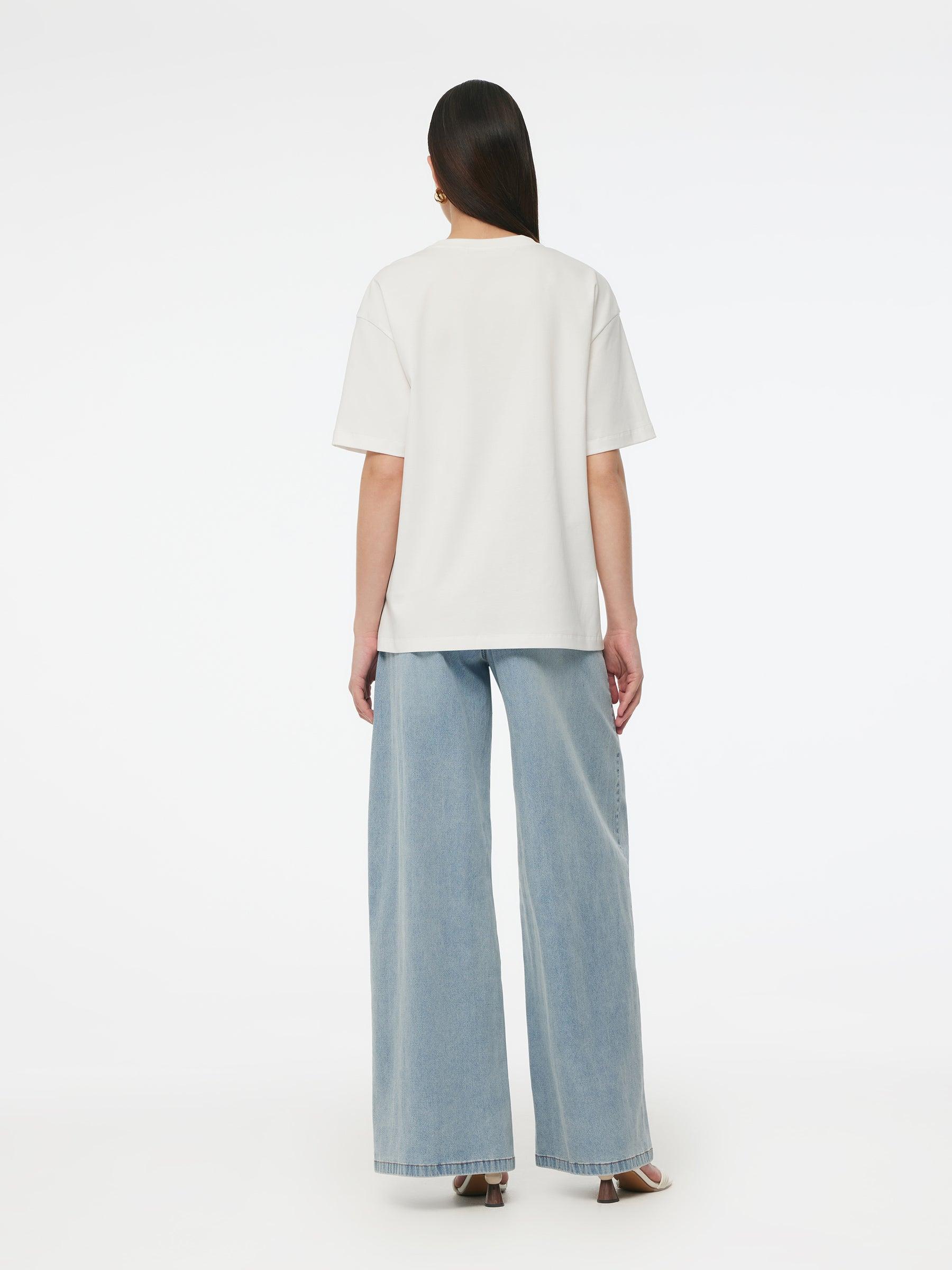 100% Cotton 3D Floral Beaded Women T-Shirt Product Image