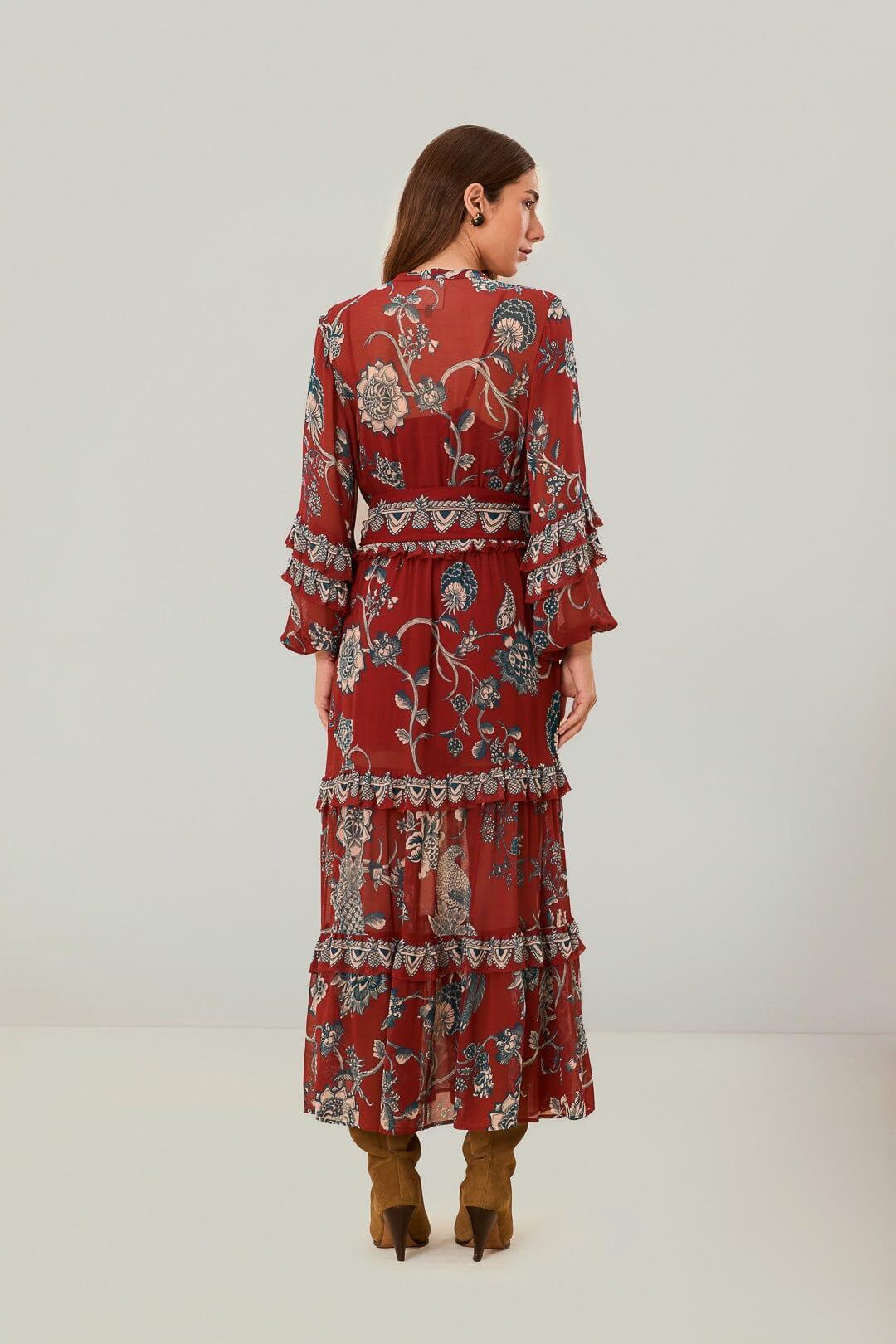 Red Tropical Landing Maxi Dress, TROPICAL LANDING RED / XS Product Image