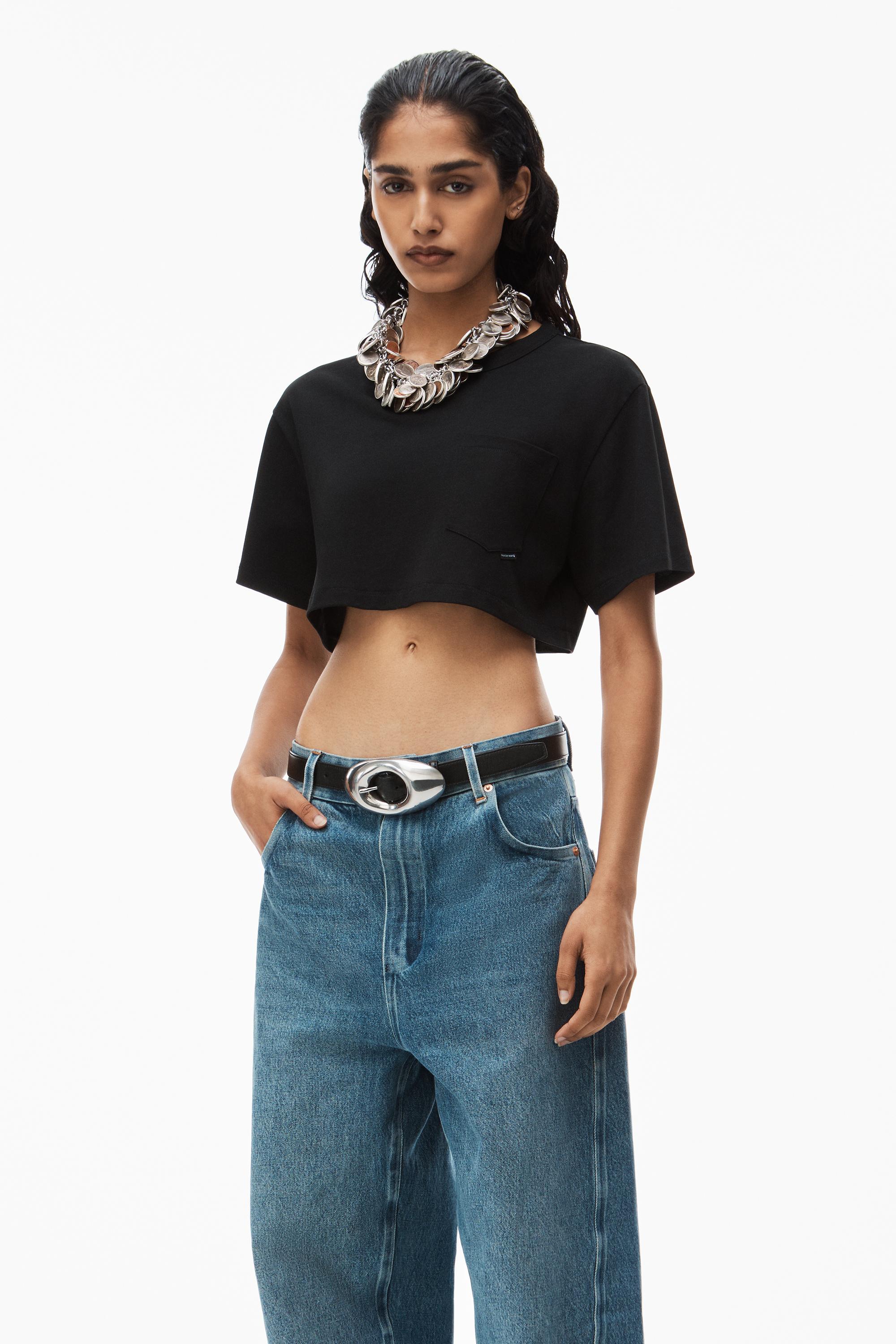 Cropped Pocket Tee In High Twist Jersey Product Image