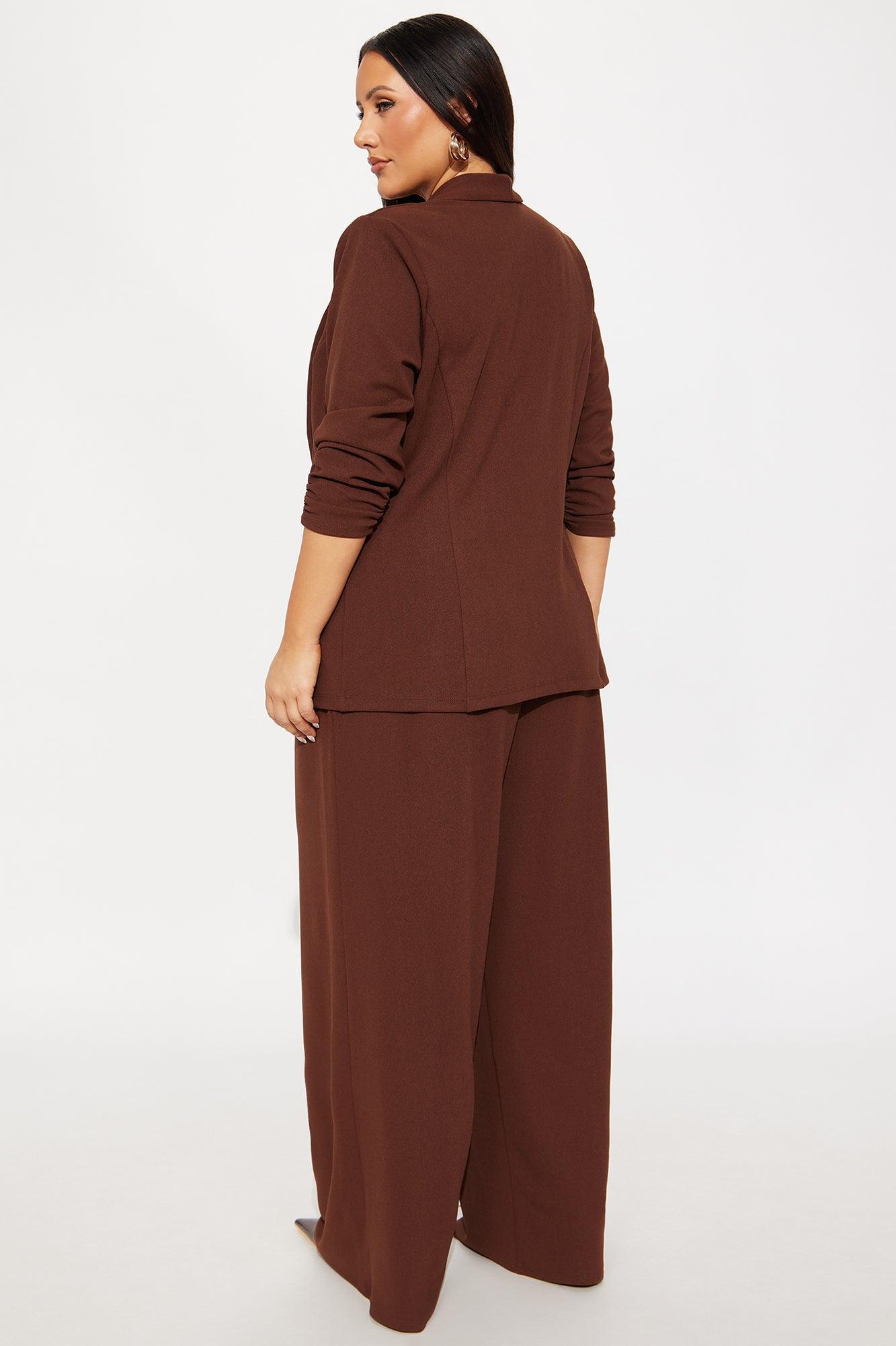 Reaching Goals Blazer Pant Set - Brown Female Product Image