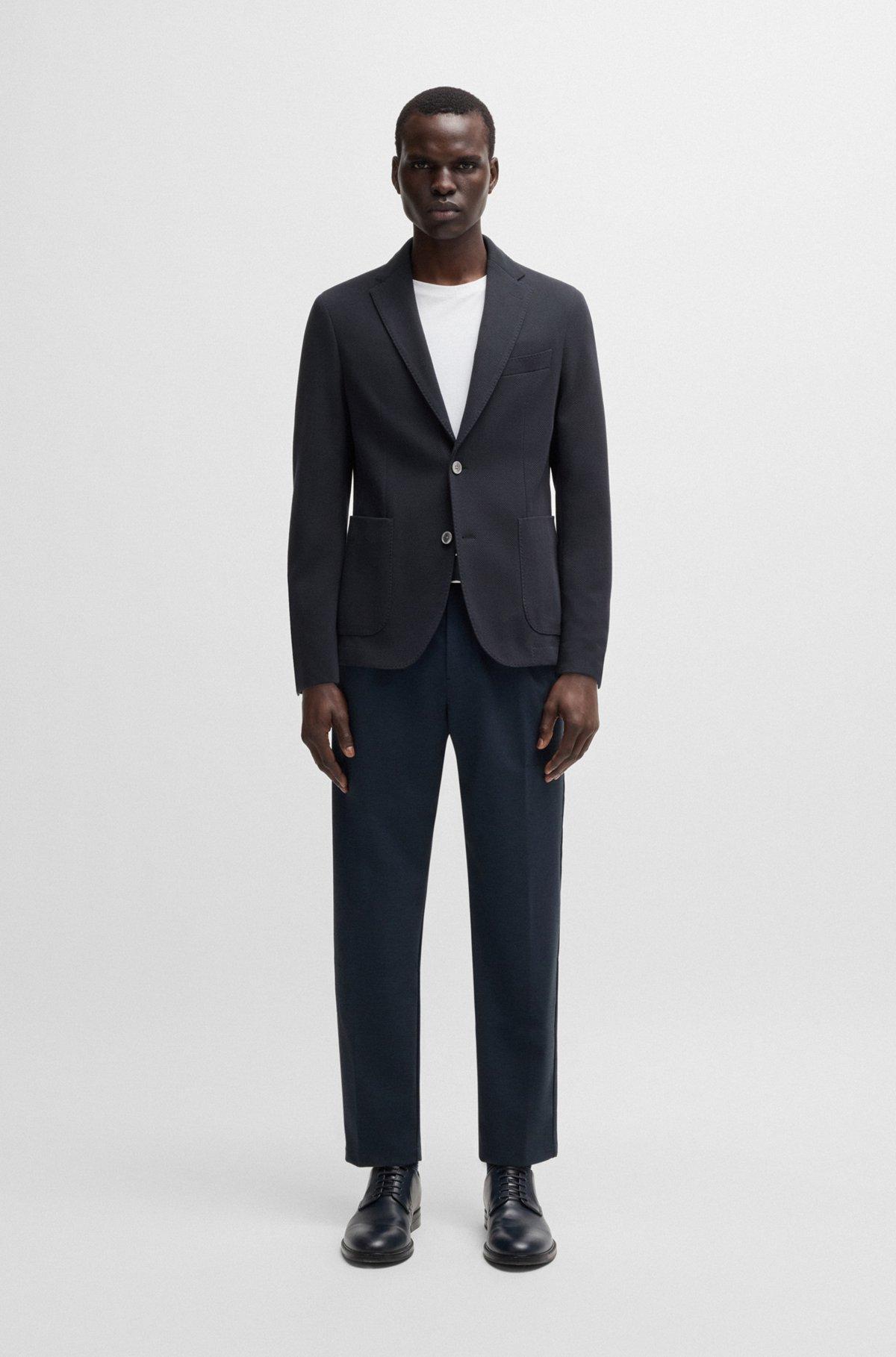 Slim-fit blazer in micro-patterned cotton Product Image