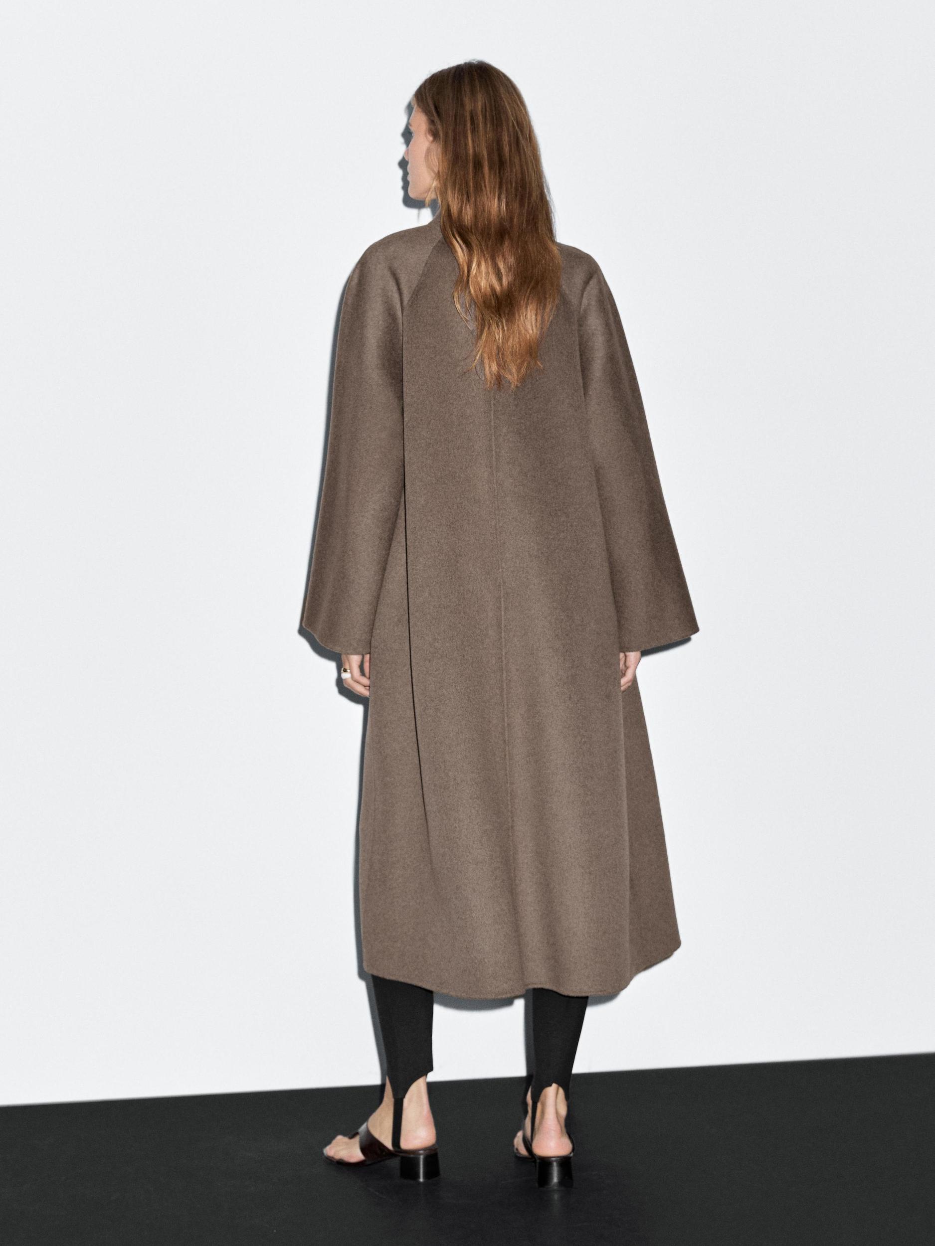Long open wool blend coat Product Image