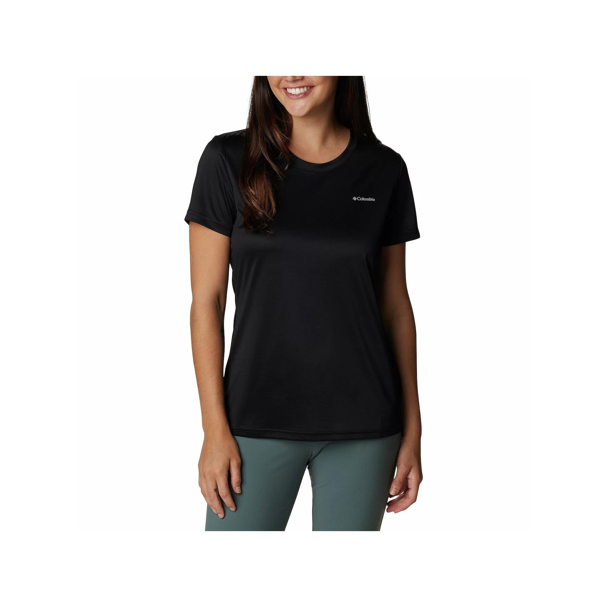 Women's Columbia Hike Crewneck Active Tee, Size: Medium, Black Product Image