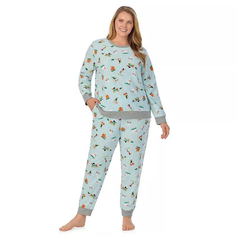 Plus Size Cuddl Duds Honeycomb Fleece Pajama Top & Pajama Joggers Set, Womens Product Image