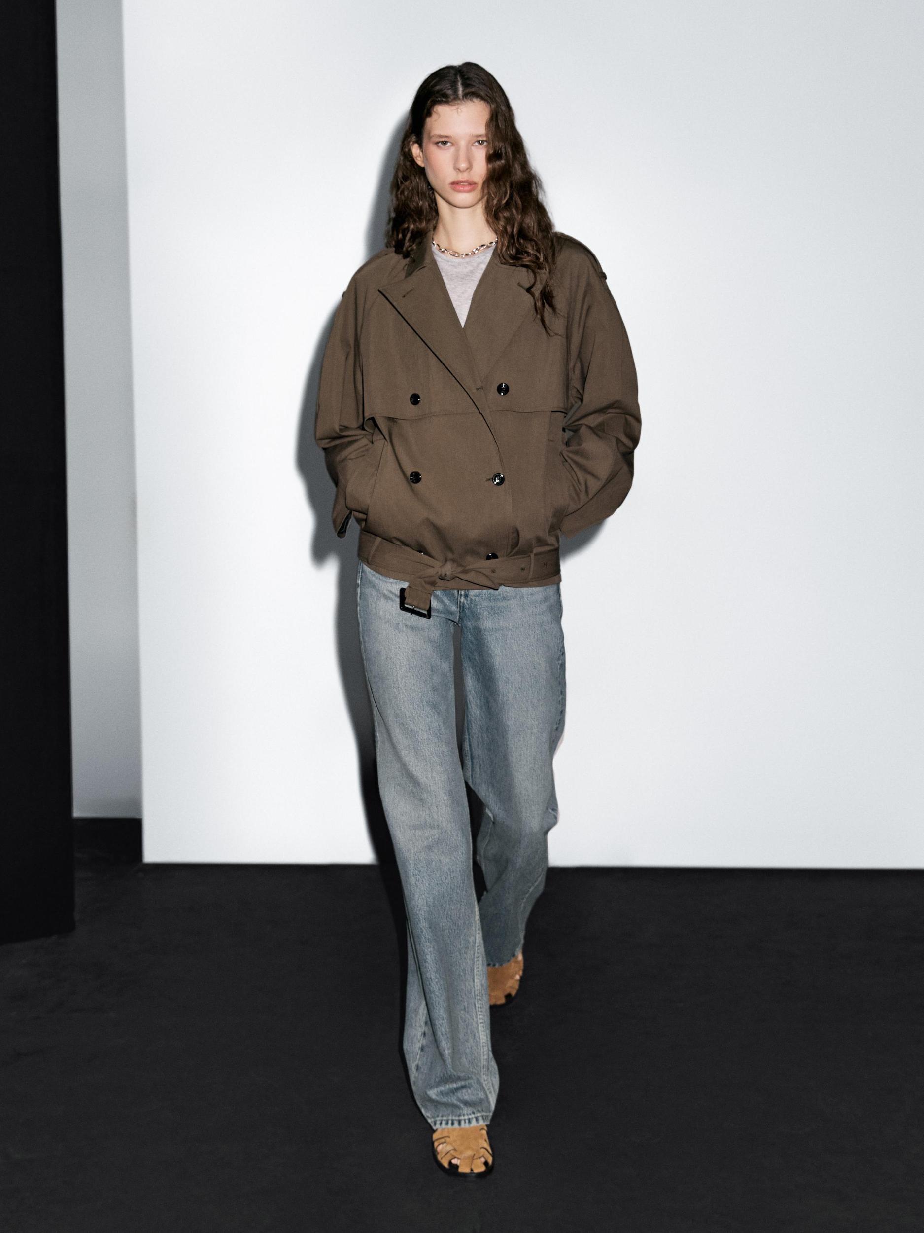 Short trench coat with belt detail Product Image