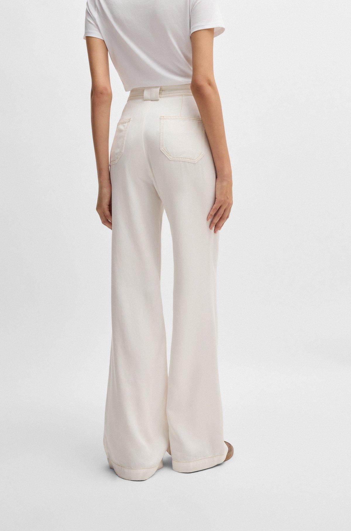 Wide-leg trousers with belt and pocket detailing Product Image