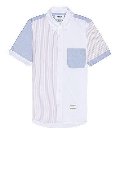 Thom Browne Straight Fit Short Sleeve Shirt in White Product Image