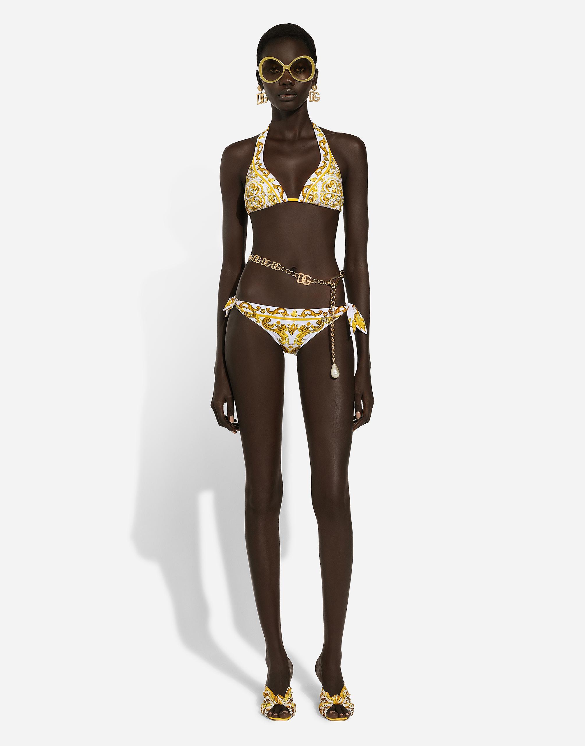 DOLCE & GABBANA Triangle Print Bikini In Yellow Product Image